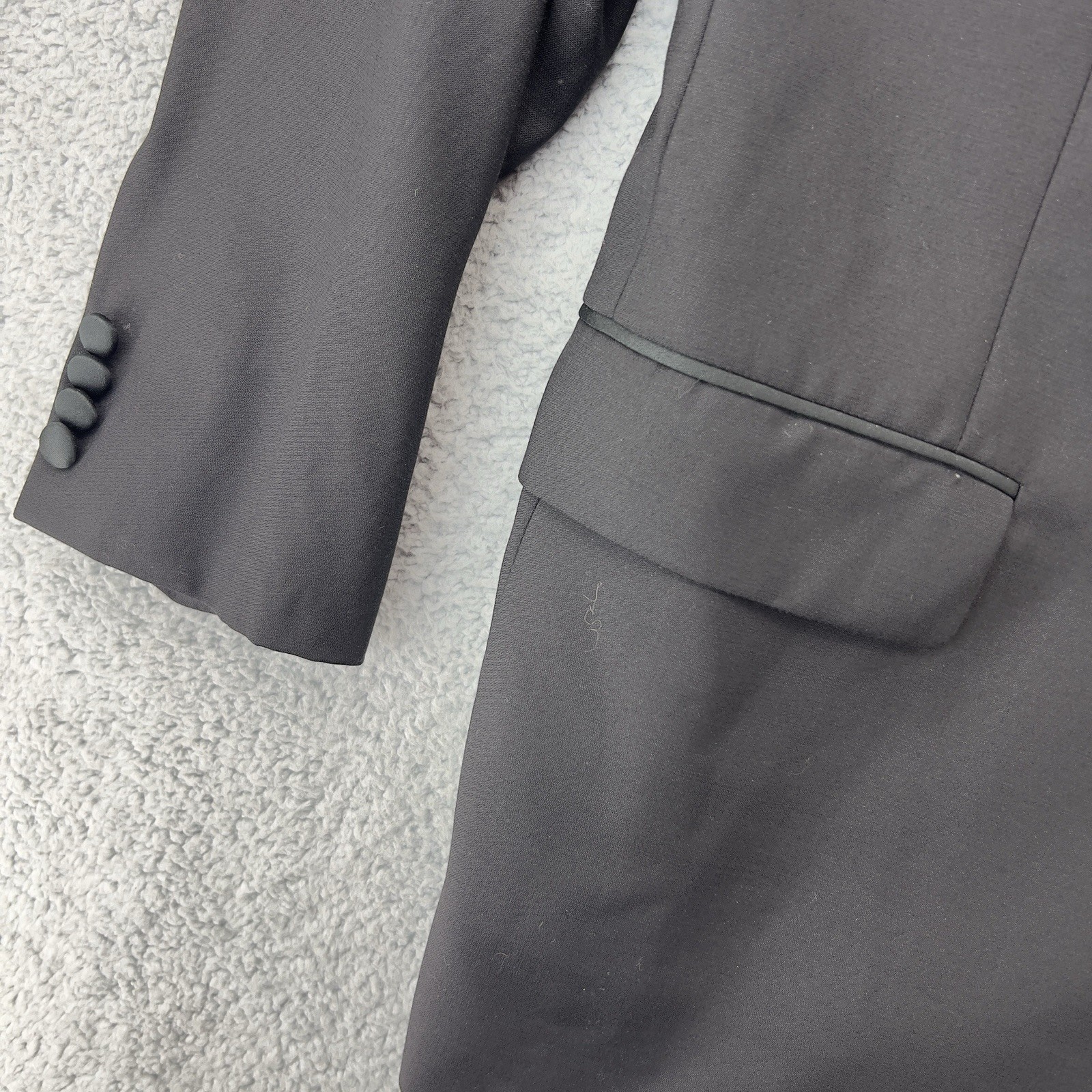 Brooks Brothers Madison 1818 Tuxedo Jacket 44R Black 100% Wool Satin Peak Lapel