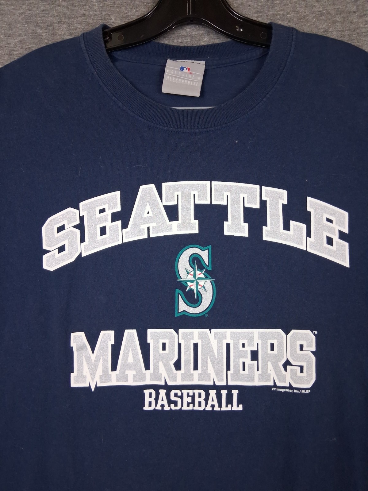 Seattle Mariners Adult Shirt XL Blue Baseball Logo Spellout Genuine Merchandise