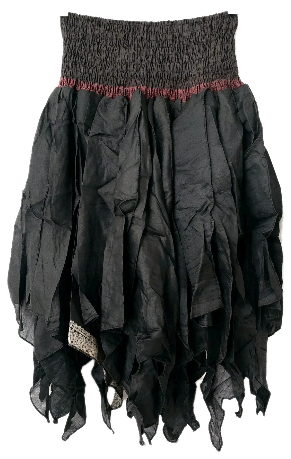 ~tav~ Silk Gypsy Fairy Pixie Peasant Asymmetrical Boho Handkerchief Skirt ~ #432