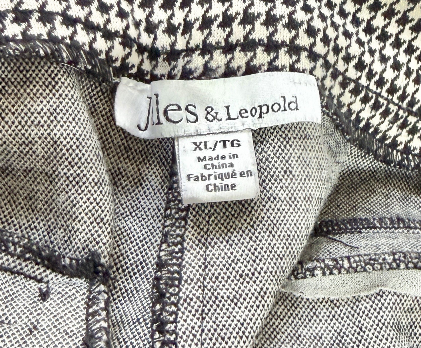 Jules & Leopold Women’s Black White Houndstooth Stretch Capri Pants XL