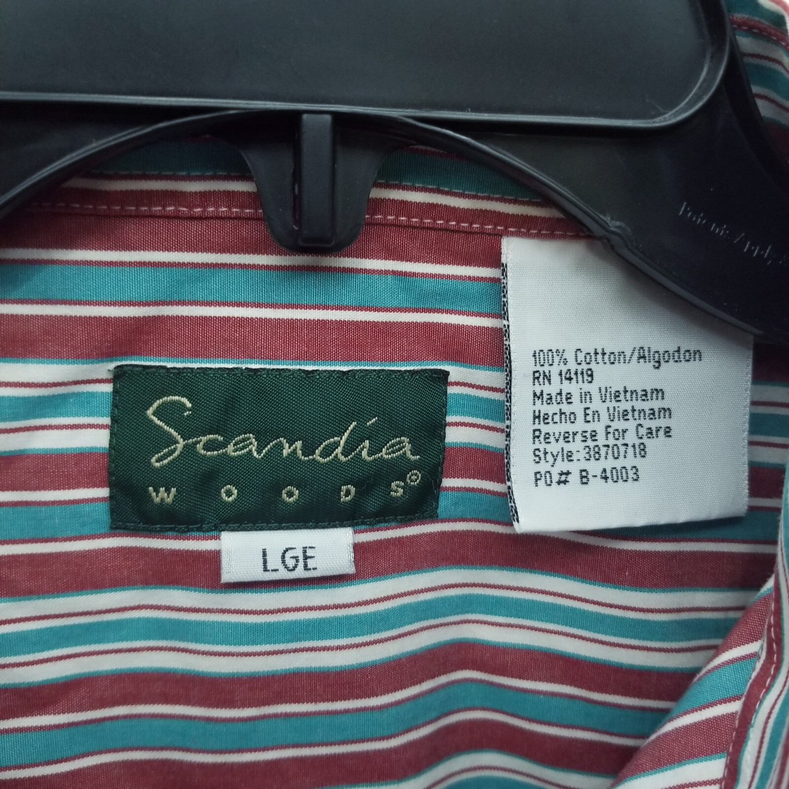 Scandia Woods L Striped Multicolor Button-Down Shirt 50.25″ 28.75″ 10.25″