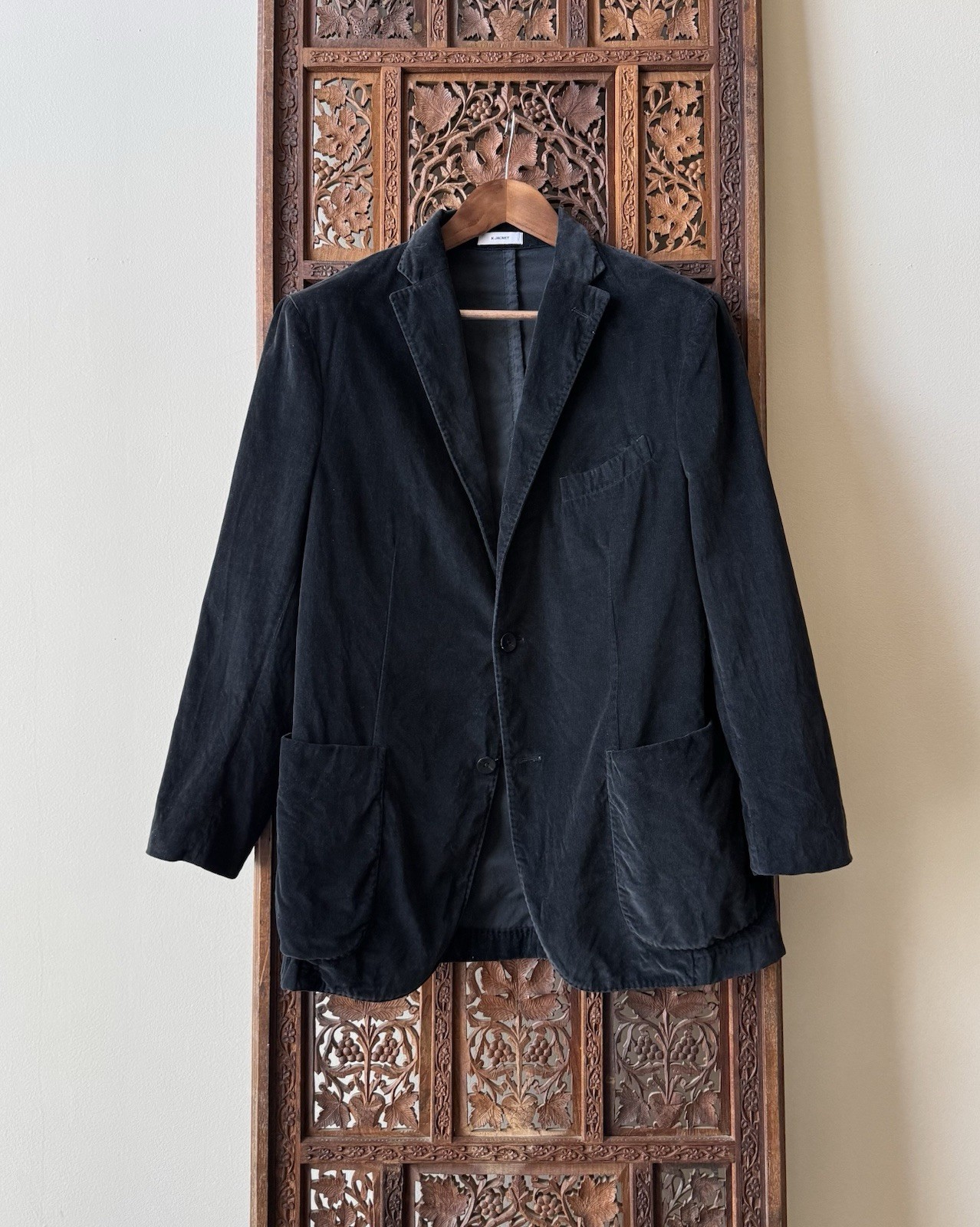 Boglioli K Jacket Black Cotton Moleskin Unstructured Blazer Sport Coat IT 52 42