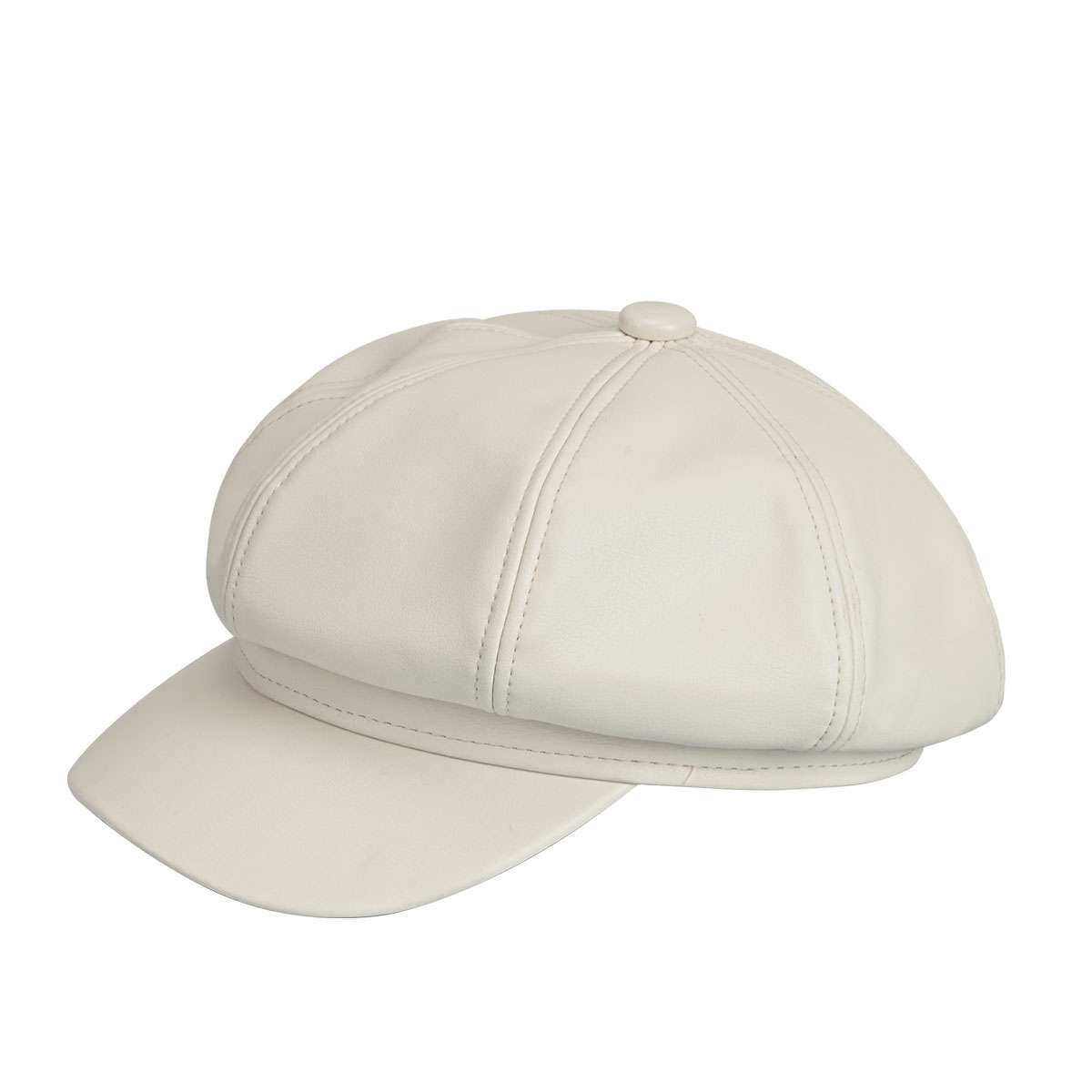 French Retro Ladies Artist PU Leather Beret Cap Baker Boy Peaked Cap Newsboy Hat