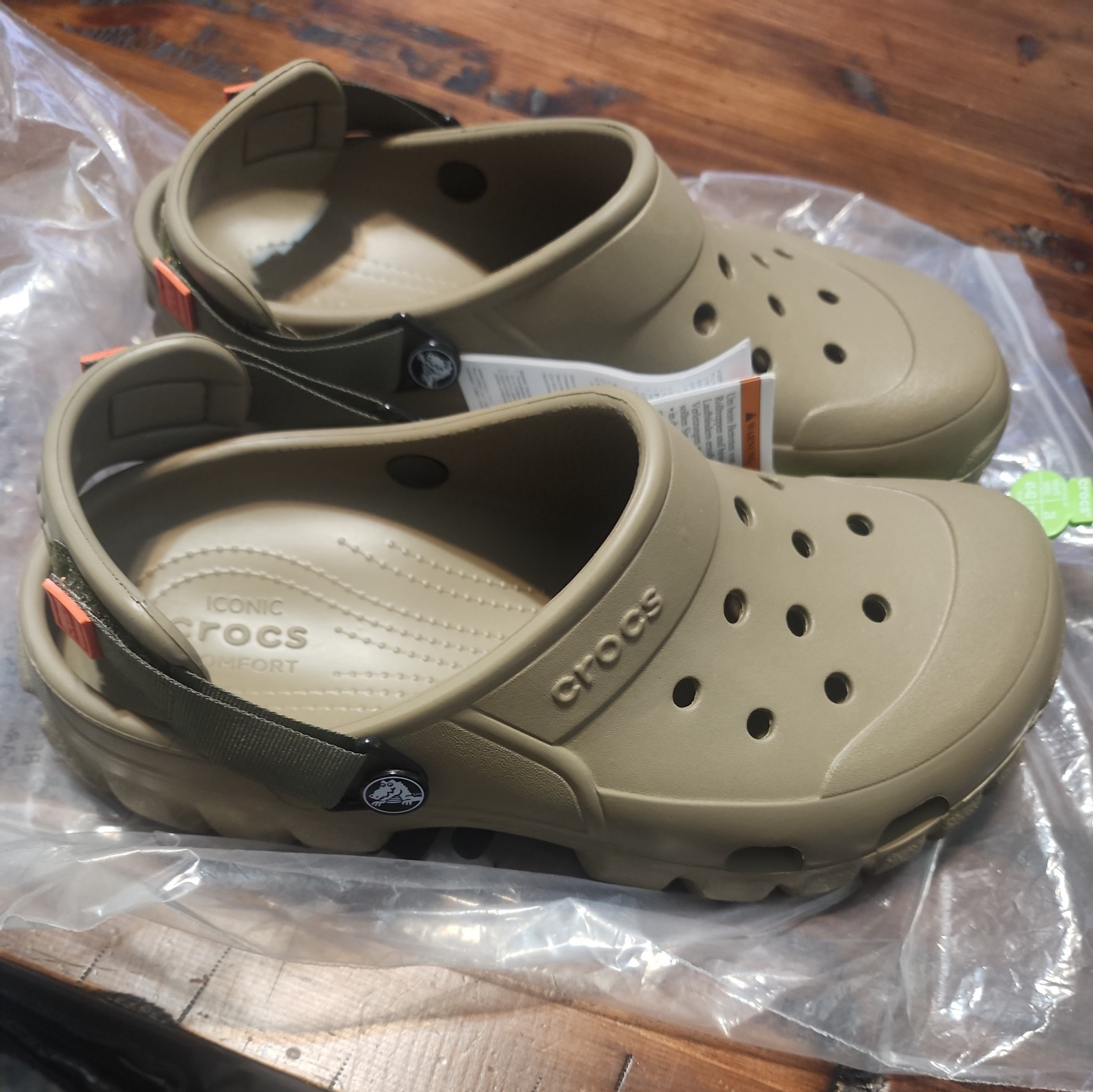 Crocs Iconic Comfort Offroad Sport Clogs Khaki Mens Size 8 M 10wAdjustable Strap