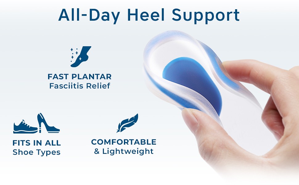 Heel Cushions for Heel Pain Relief (4 Pack) – Gel Heel Cushion Inserts, Gel Heel