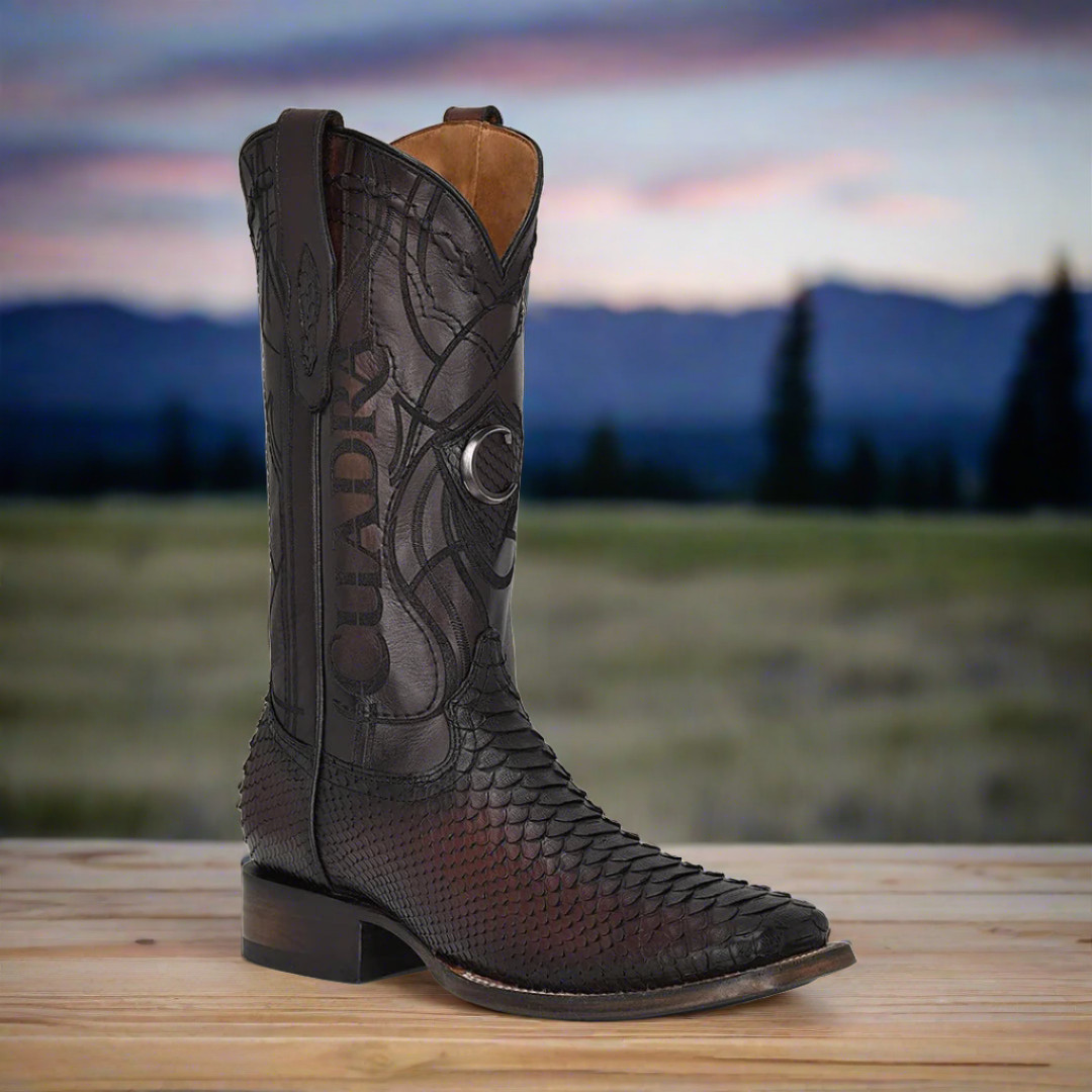 3Z2LPH – Cuadra wine red western cowboy rodeo python boots for men