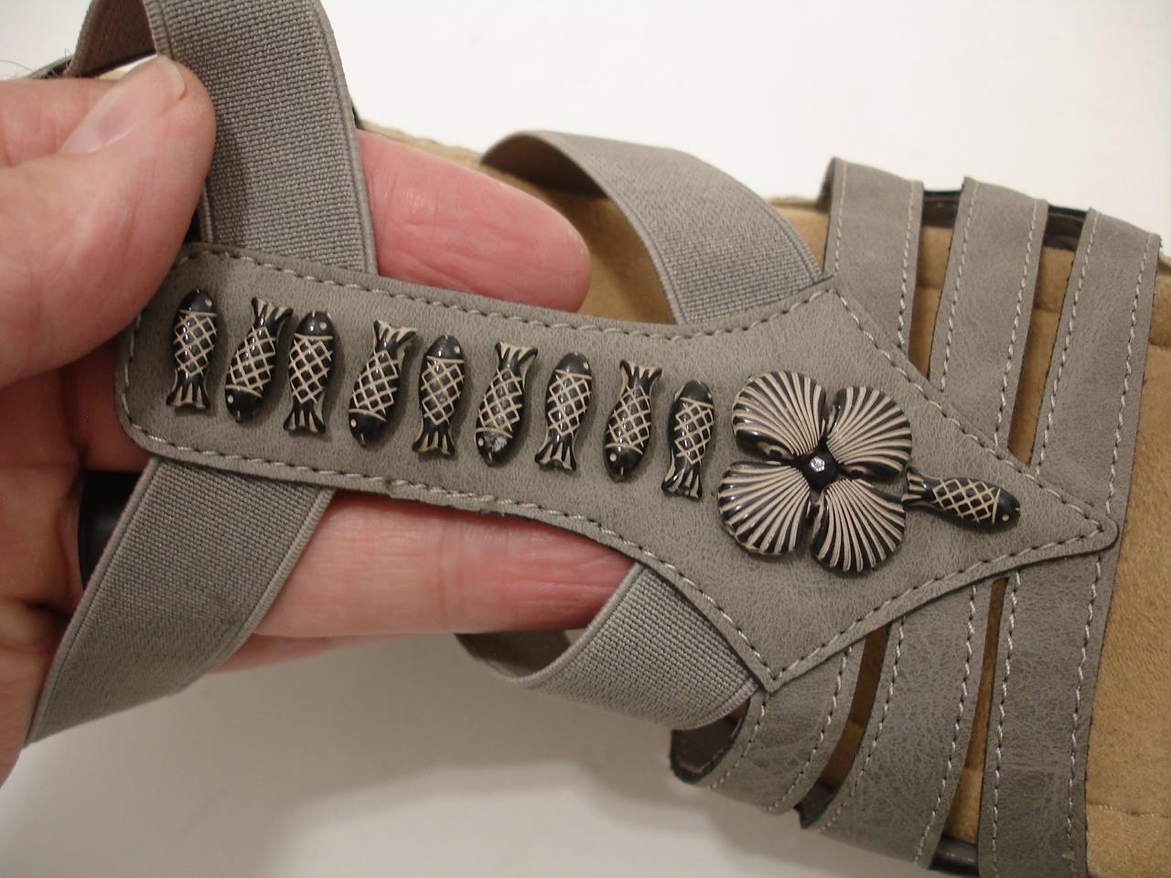 Women’s 9.5 sz 41 Rieker Slingback Sandals 66506 Gray Beaded Elasticated Stretch