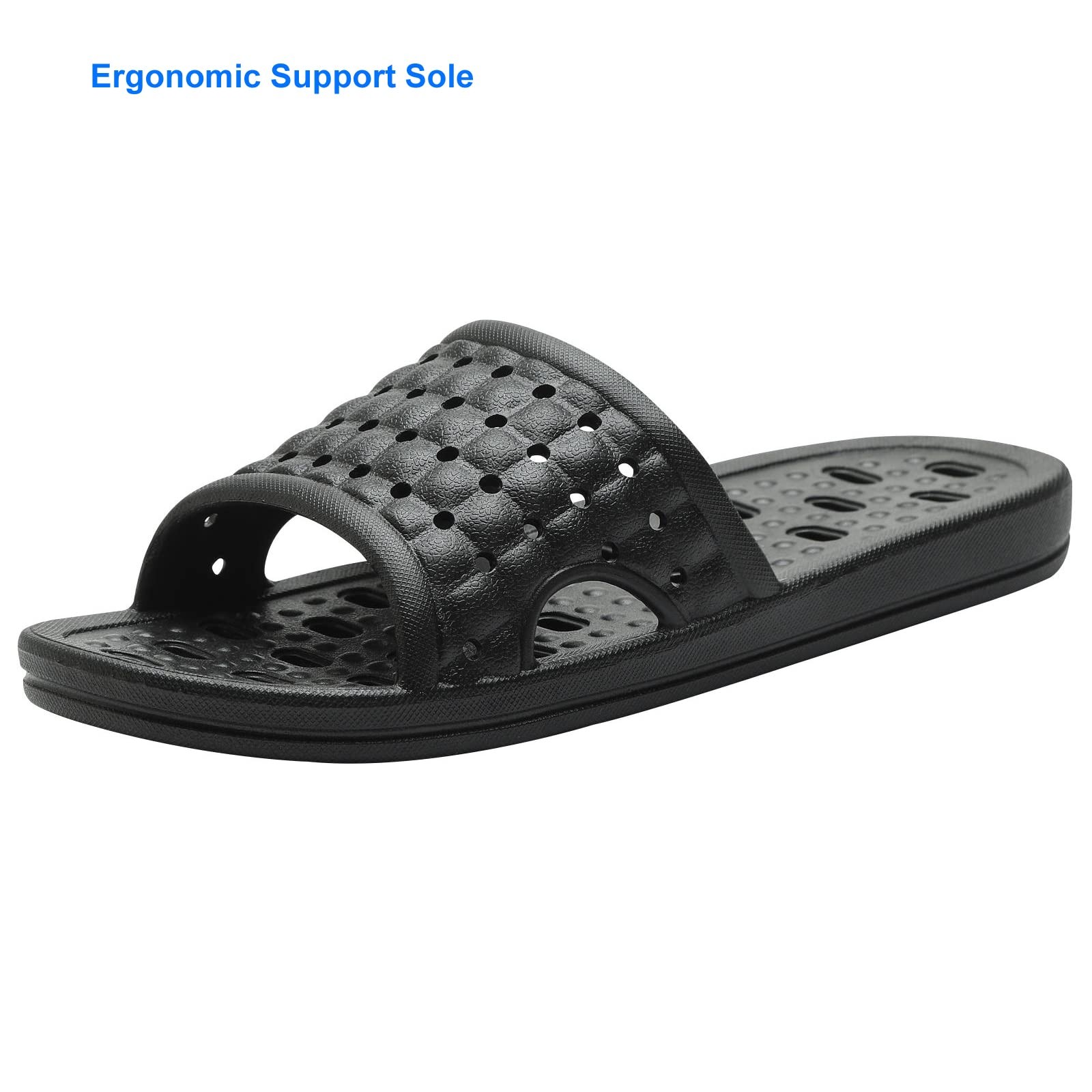 COZYAREA Shower Shoes Quick Dry Non-Slip 11-12 Women/10-11 Men, Black