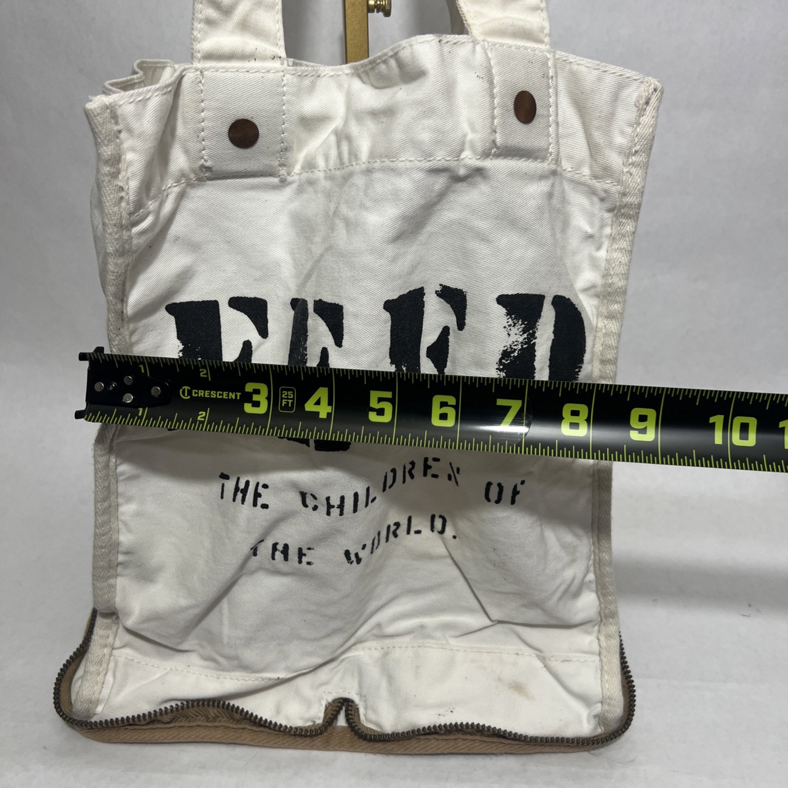 Feed 100 Children of the World Convertible Re-Usable Tote Bag Burlap/Cotton