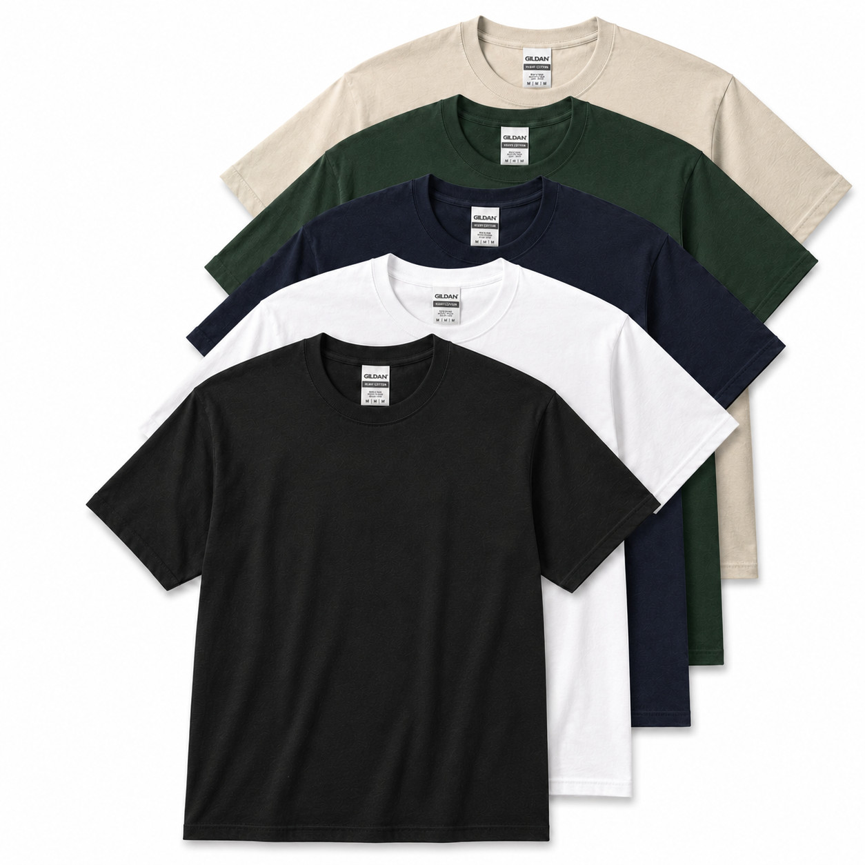 Gildan Heavy Cotton 5000 T-Shirt 3 & 5 Pack Men’s Plain Crew Neck Cotton Tee
