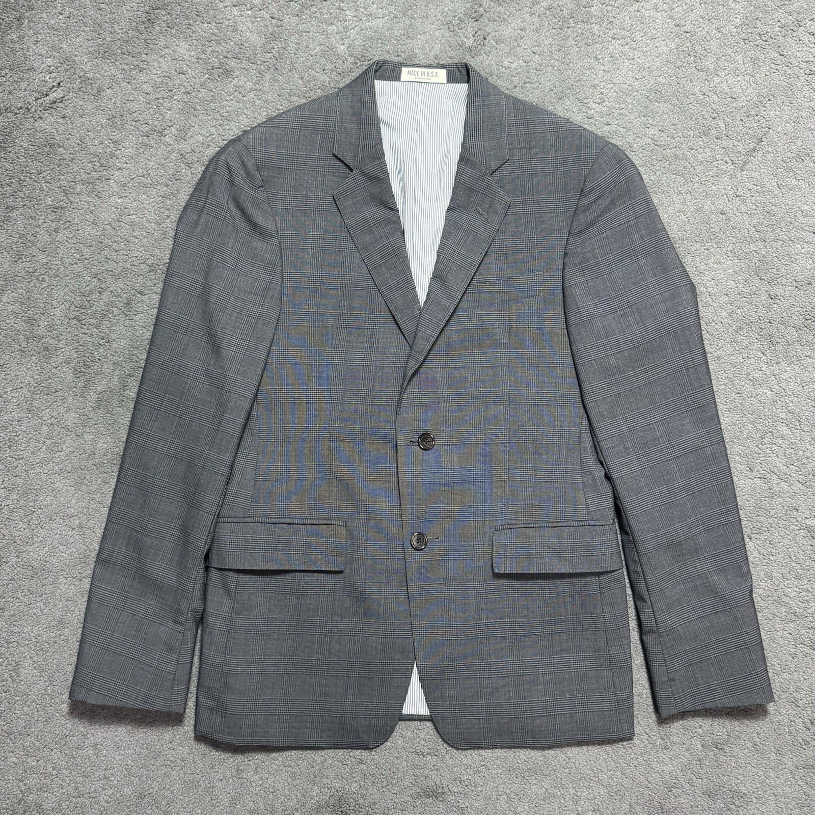 Todd Snyder Mayfair Fit Wool Glen Plaid Sport Coat Blazer Gray 36S Made USA