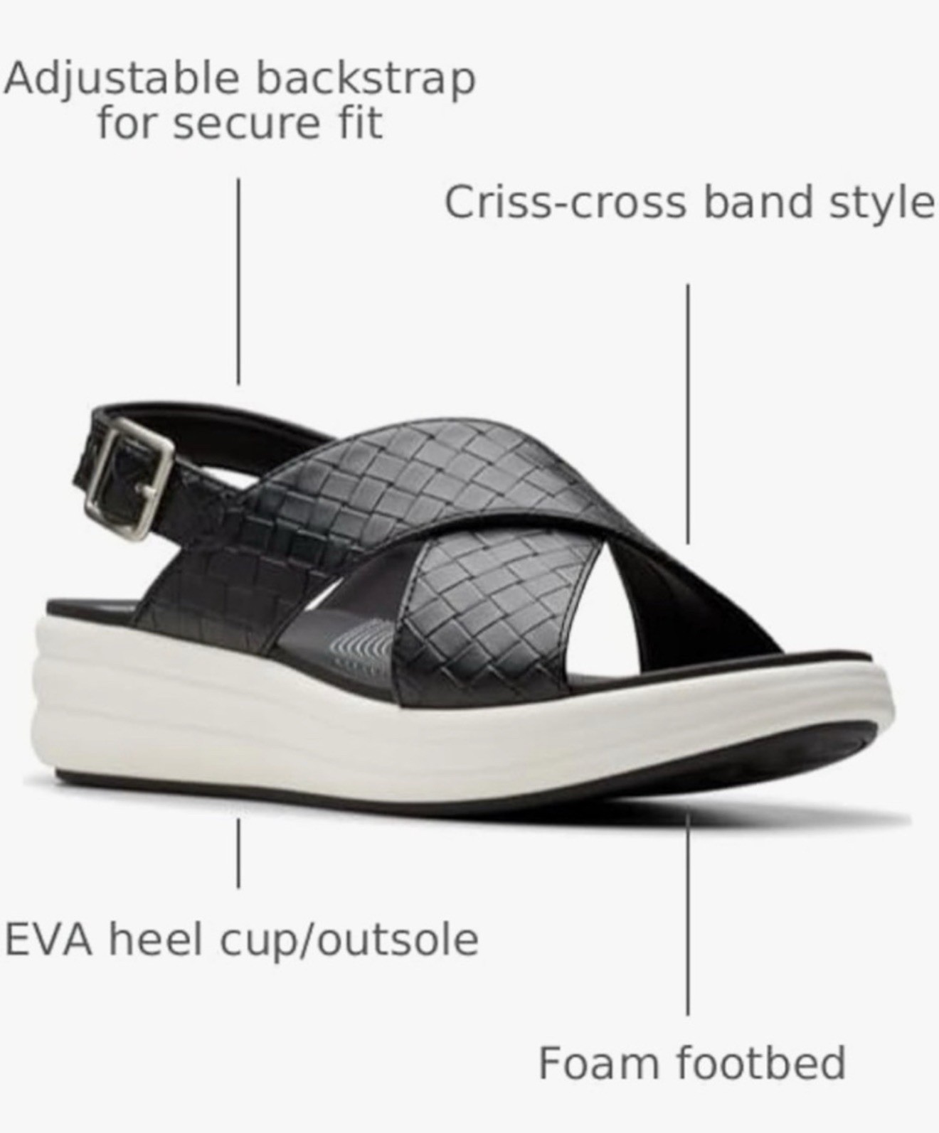 Clarks Women’s Drift Sun Cloudsteppers in Black, Size 11