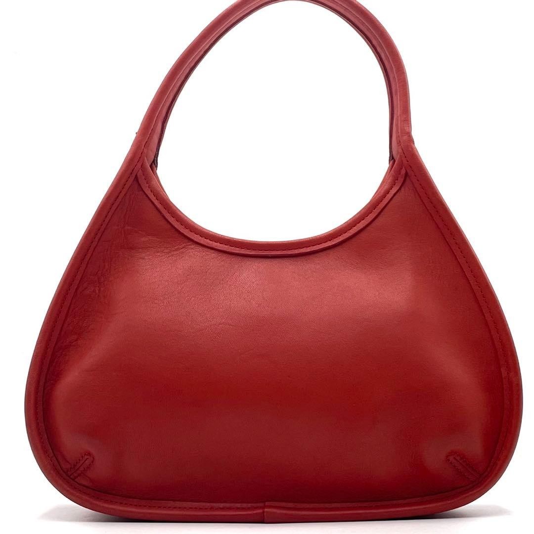 COACH 9027 Vintage Shoulder Hand Bag Magnetic Leather Red Gold Hardware Japan
