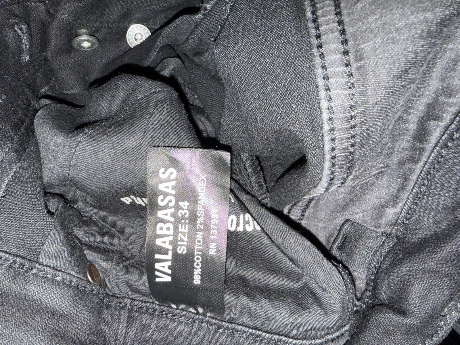 Valabasas Black Cargo Jeans Size 34 | Multi Pocket Designer Denim | Frayed Hem