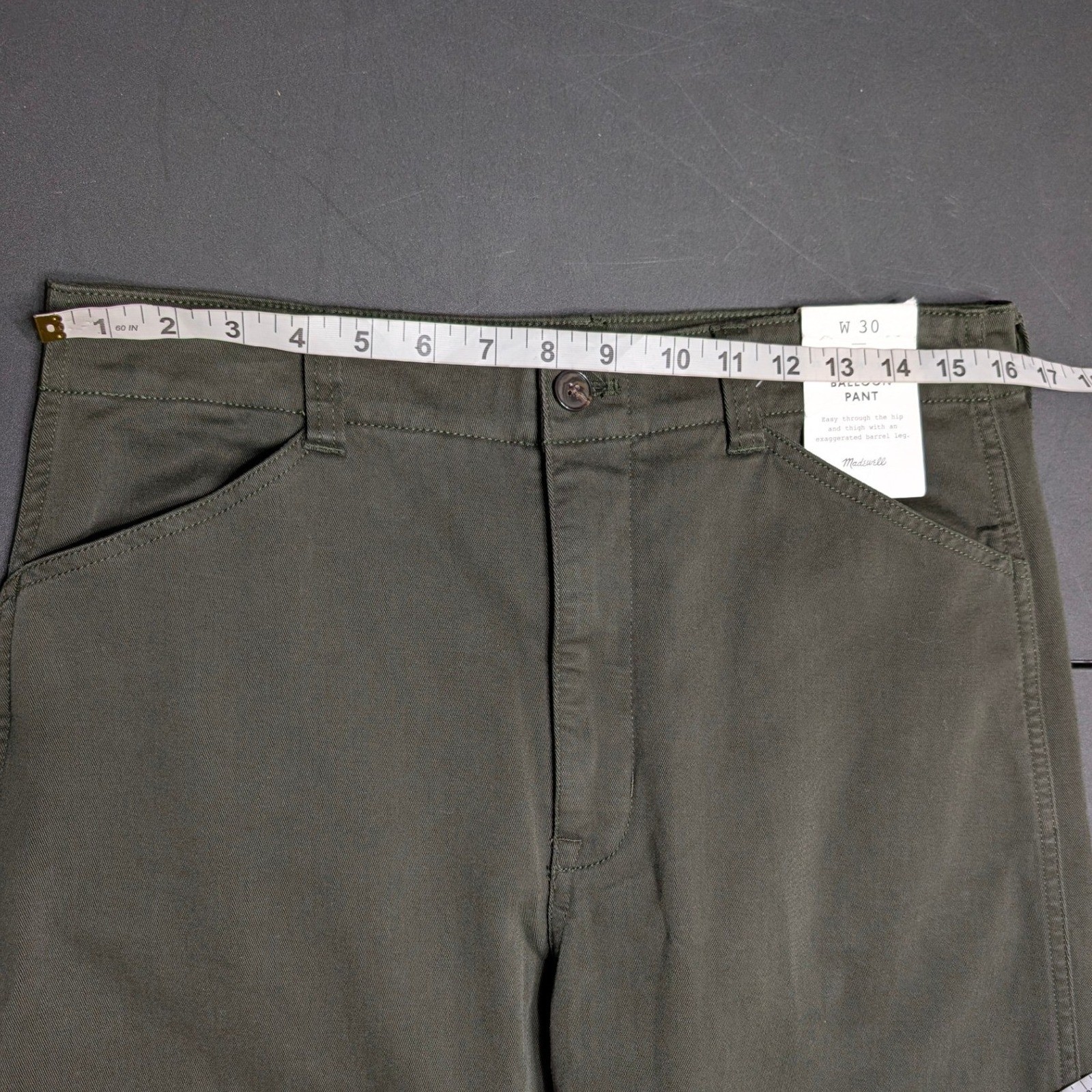 Madewell The Balloon Pant Midnight Olive Green Carpenter Trousers Size 30