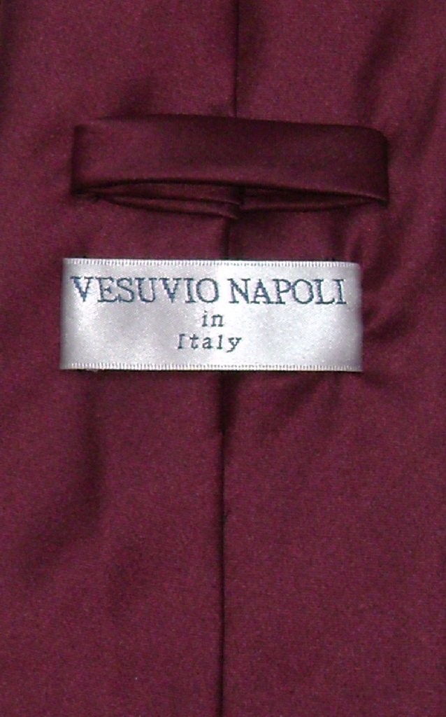 Vesuvio Napoli NeckTie Solid BURGUNDY Color Mens Neck Tie