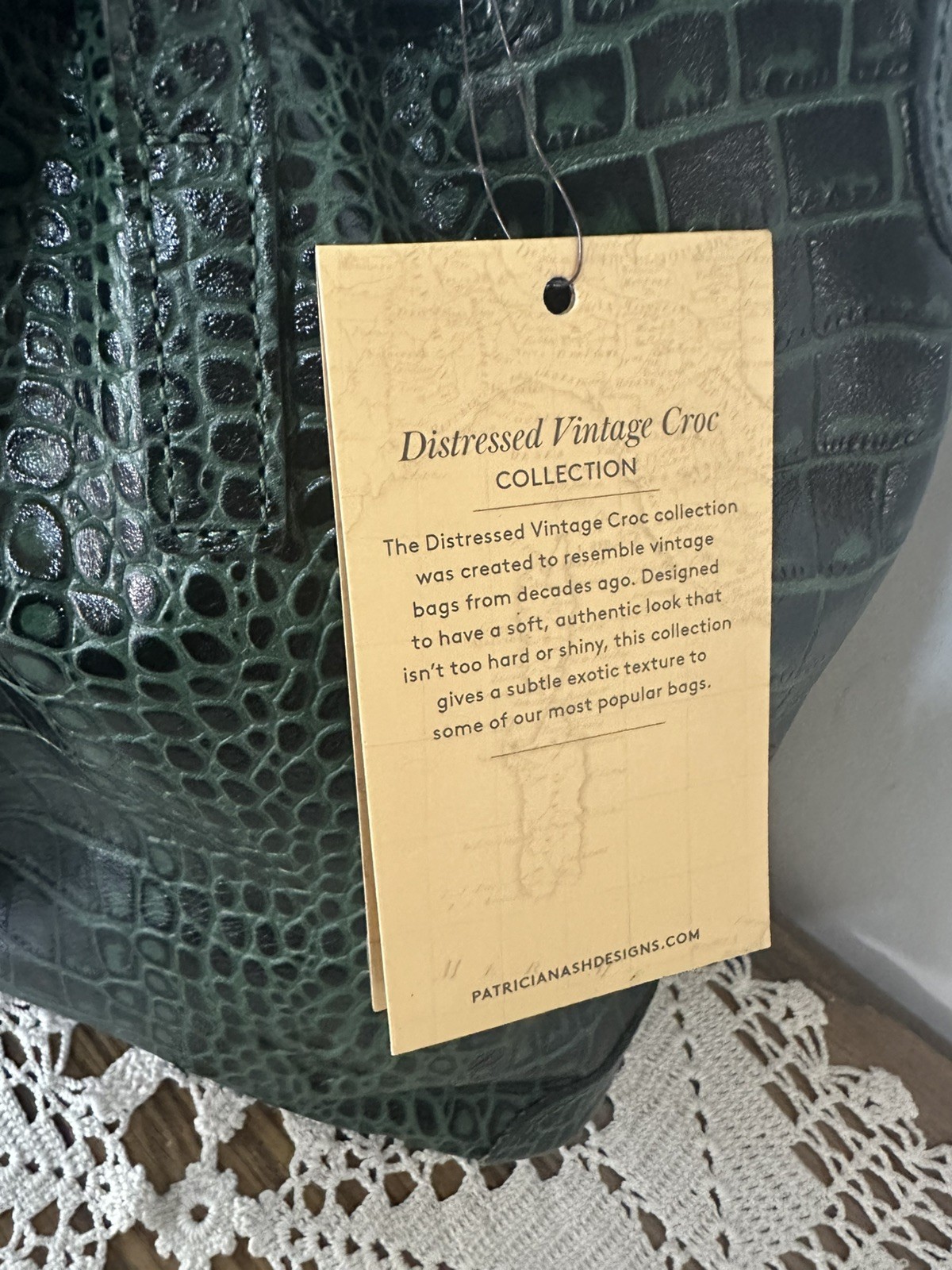 PATRICIA NASH Witney Tote Handbag Purse Green Croc