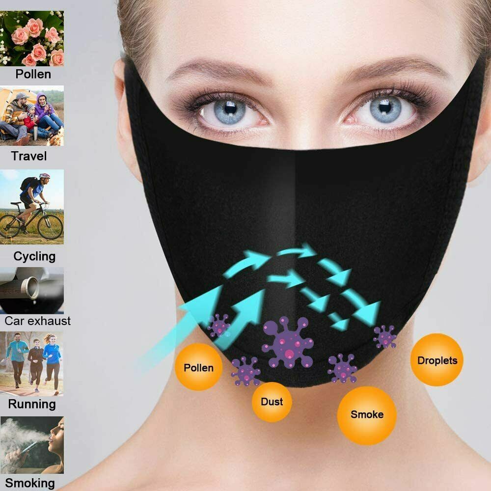 (10PCS) Washable & Reusable Fashion Face Black Mask (Unisex)
