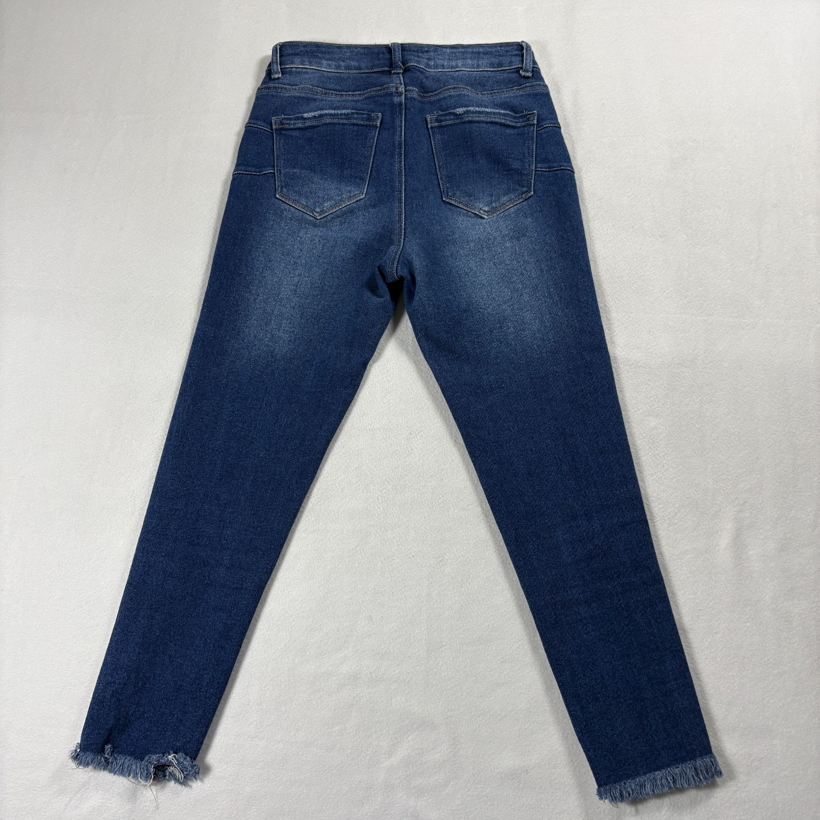 Blue Savvy Jeans Womens 3 28 Skinny High Rise Dark Wash Frayed Hem Denim Stretch