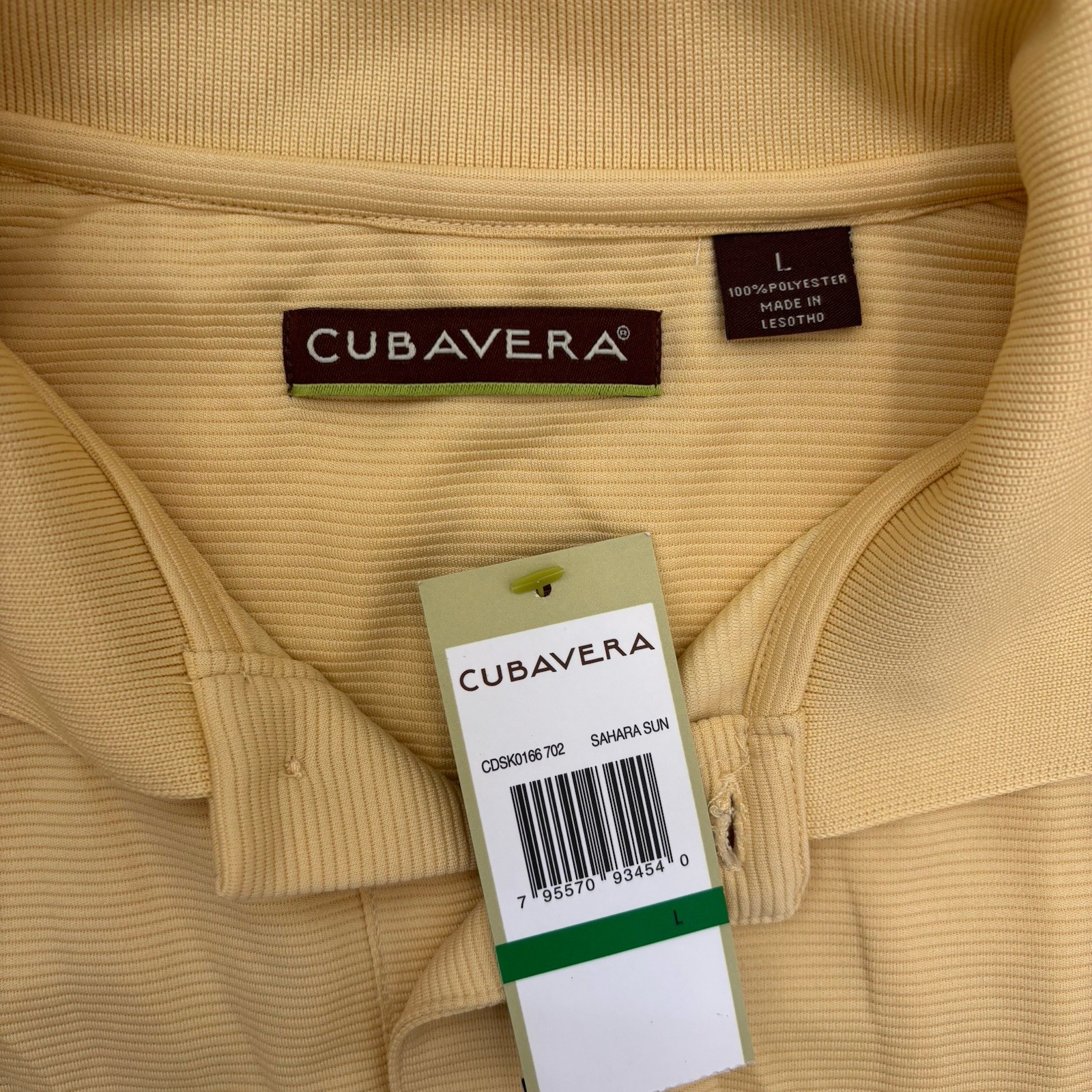 Cubavera Polo Shirt Men’s Large Yellow Sahara Sun Short Sleeve Golf Casual