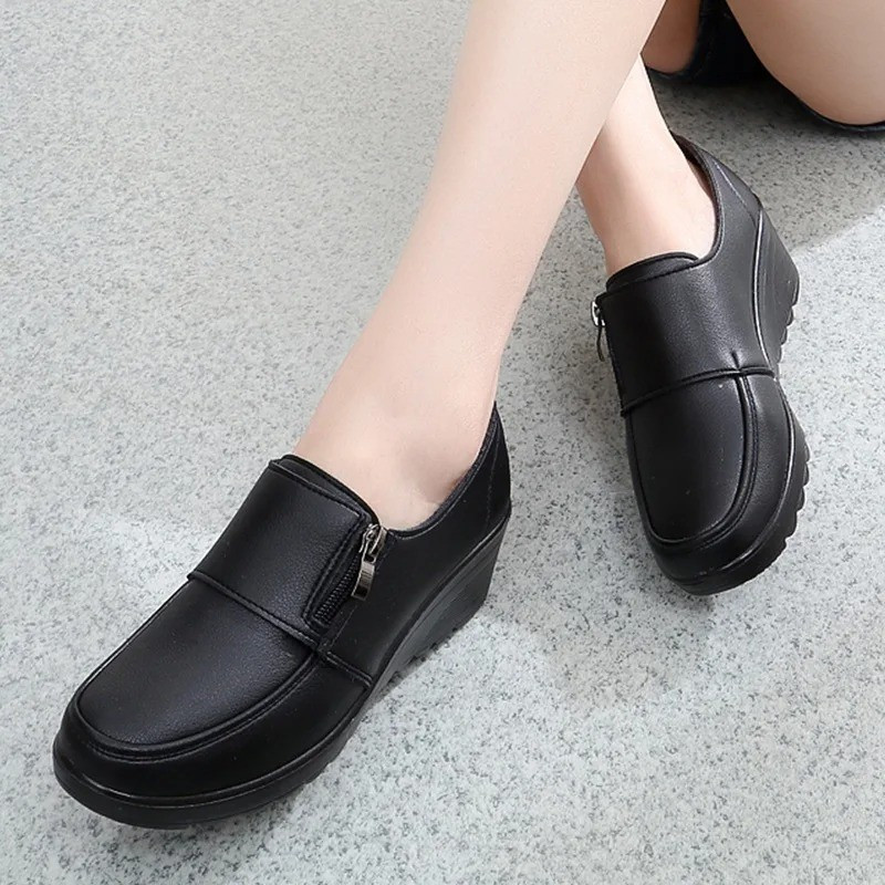 Women’S Wedge Ankle Boots Zip up Soft Sole Non Slip Comfortable Dress Shoes