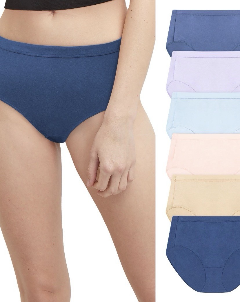 Hanes Womens Tagless Brief 6-Pack Pure ComfortSoft Waistband Sz 6/M❗️No Tag