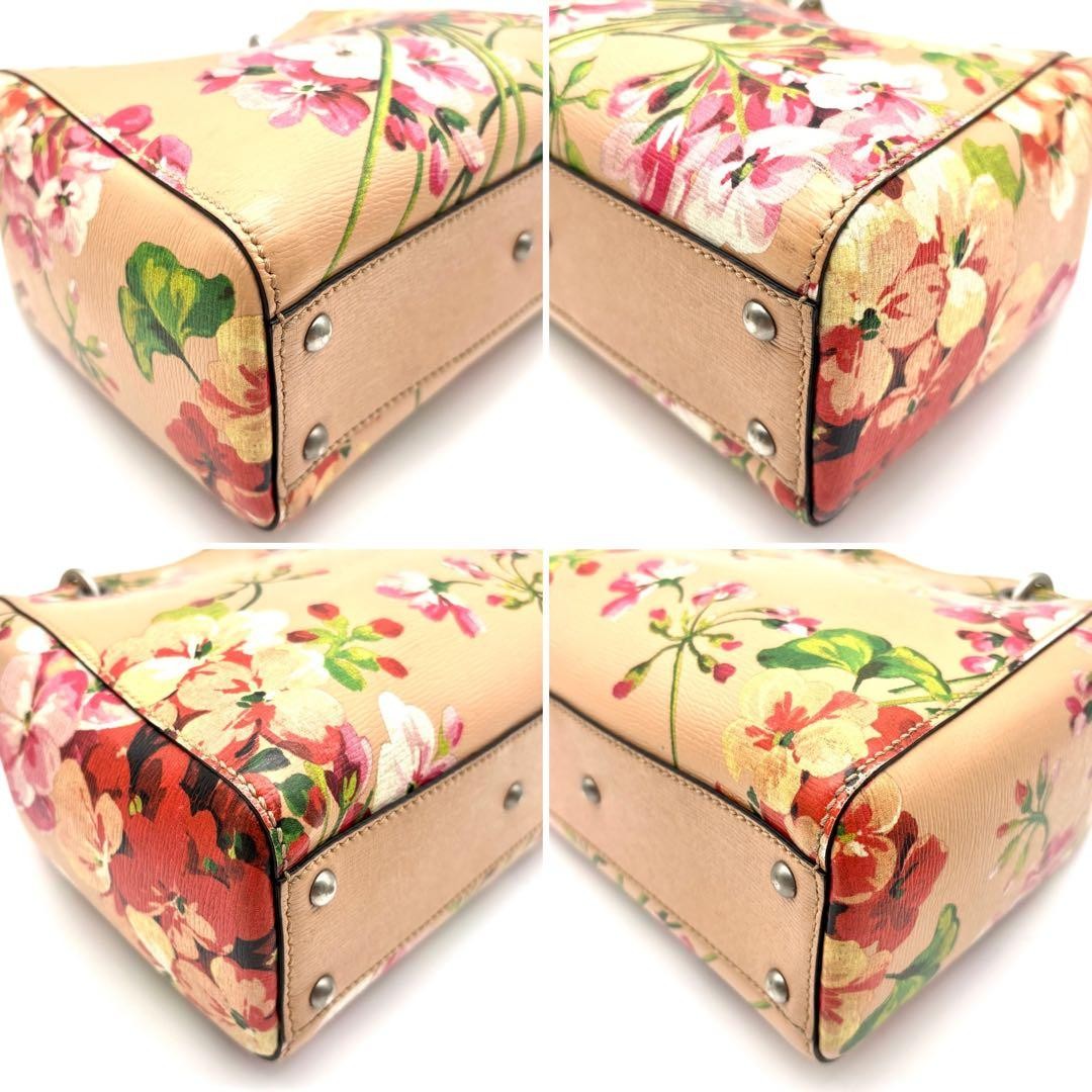 Excellent GUCCI 2way Blooms Shoulder Bag Bamboo Logo Pink Gift Present 0609
