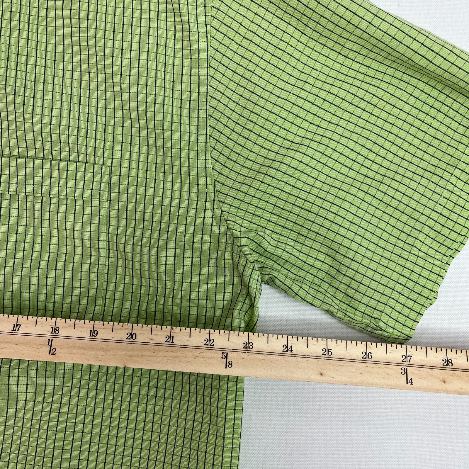 Ben Sherman Shirt L Green Check Short Sleeve Button Down
