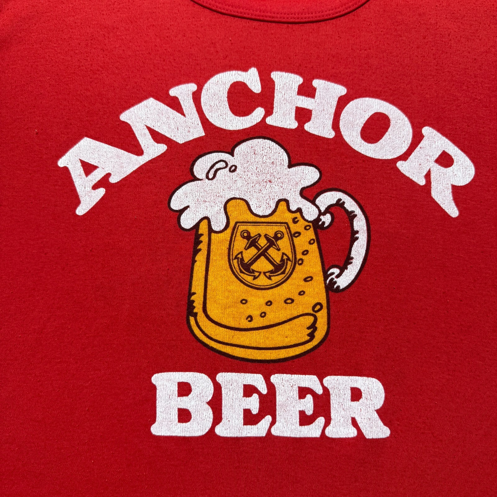Vintage 80s Anchor Smooth Strong Beer White Variants Graphic Promo T-Shirt Small