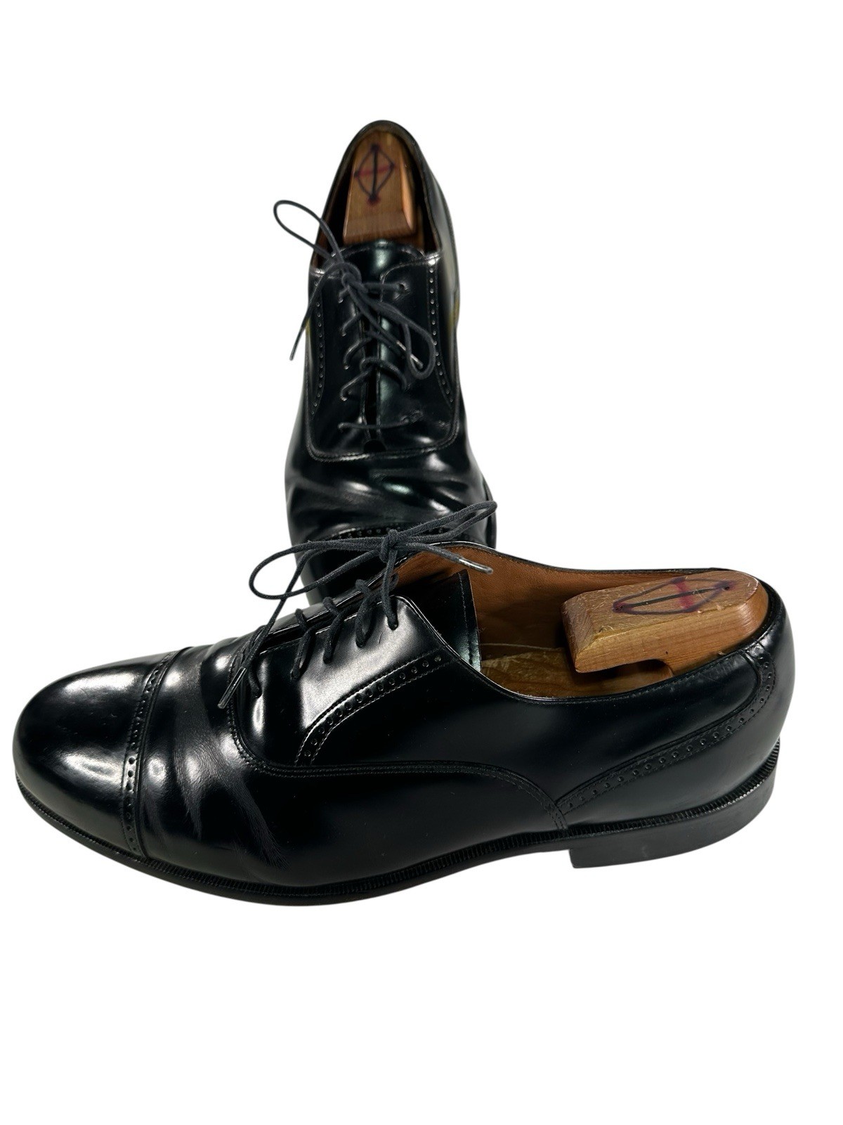 Bostonian Classics Vintage Size 12 M Black Leather Mens Dress Cap Toe Shoes