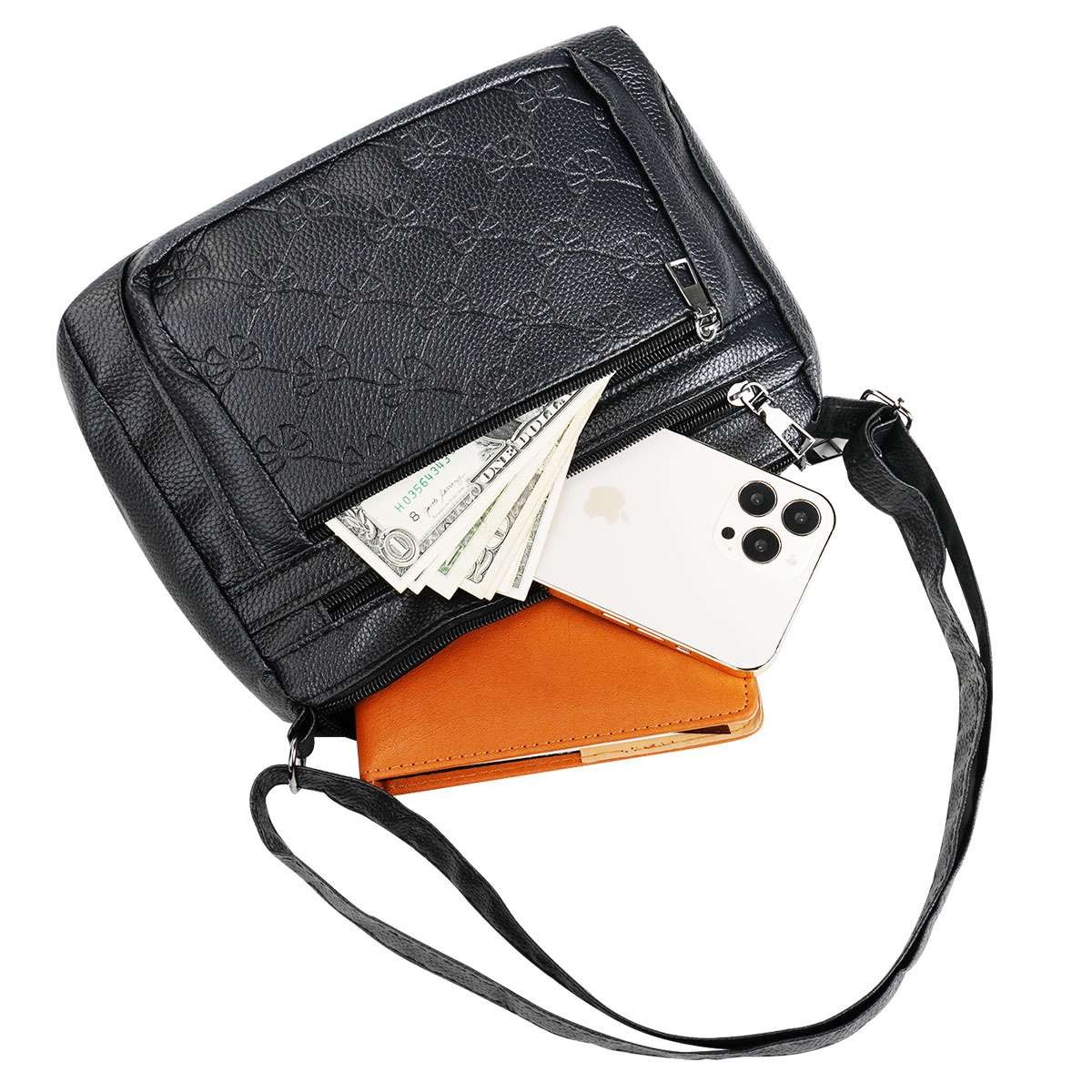 Women Vintage Crossbody Shoulder Bag Soft PU Leather Lightweight Handbag Purse