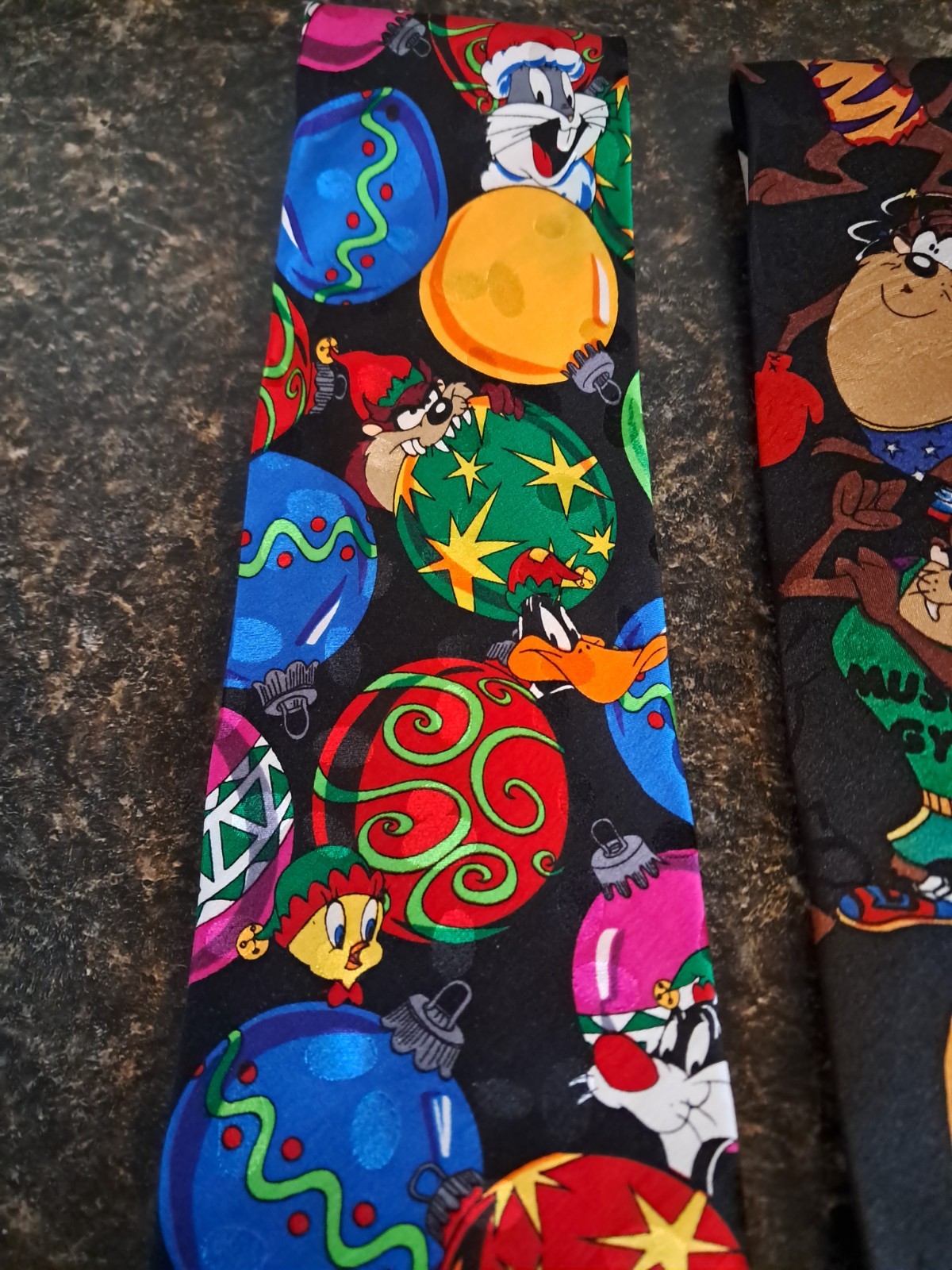 Vntg 1990s Looney Tunes Ties Lot Of 3- 2 Christmas Silk & 1 Any Season Polyester