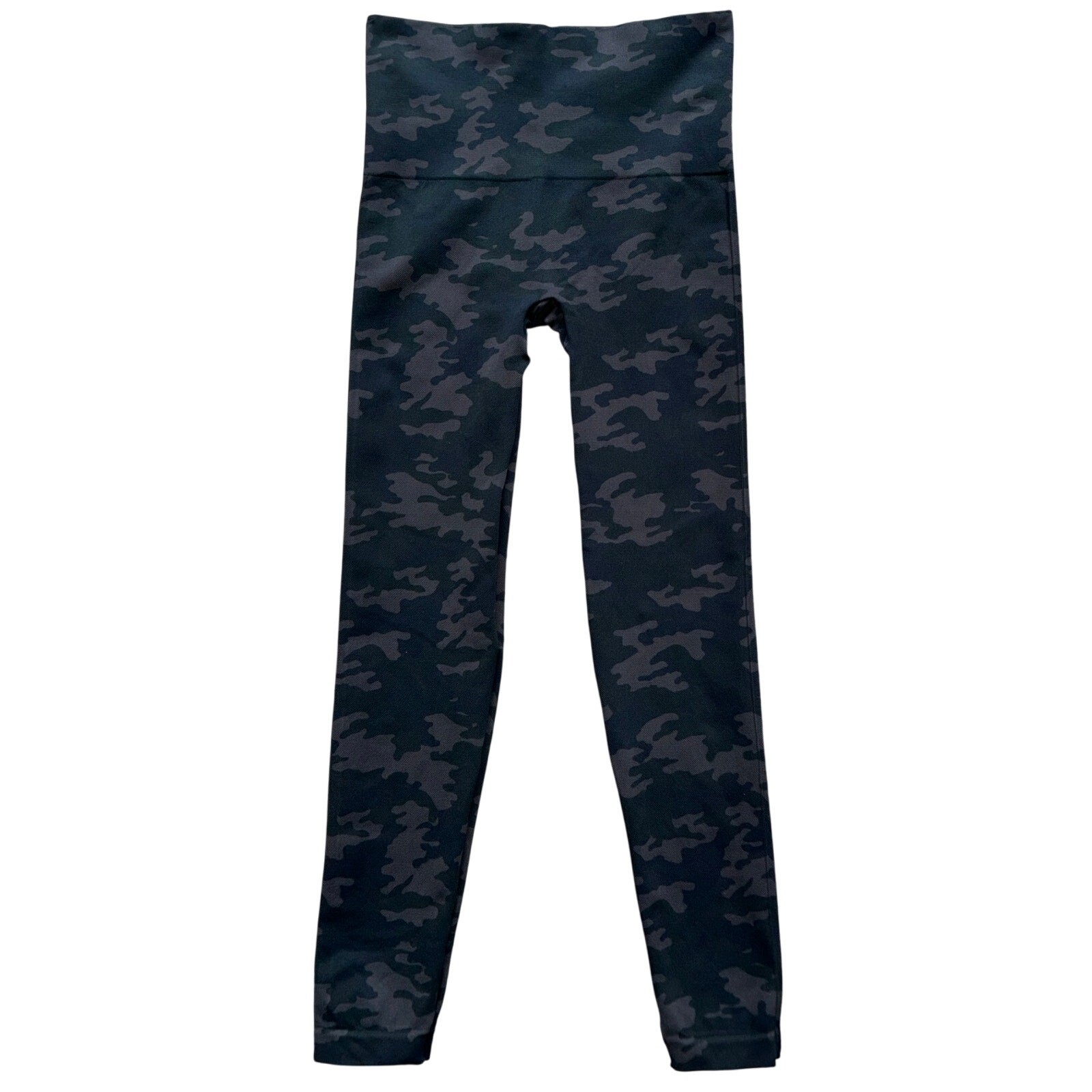 SPANX Camo Leggings Black Brown Large Wide Waistband High Rise 26″ Inseam MINT