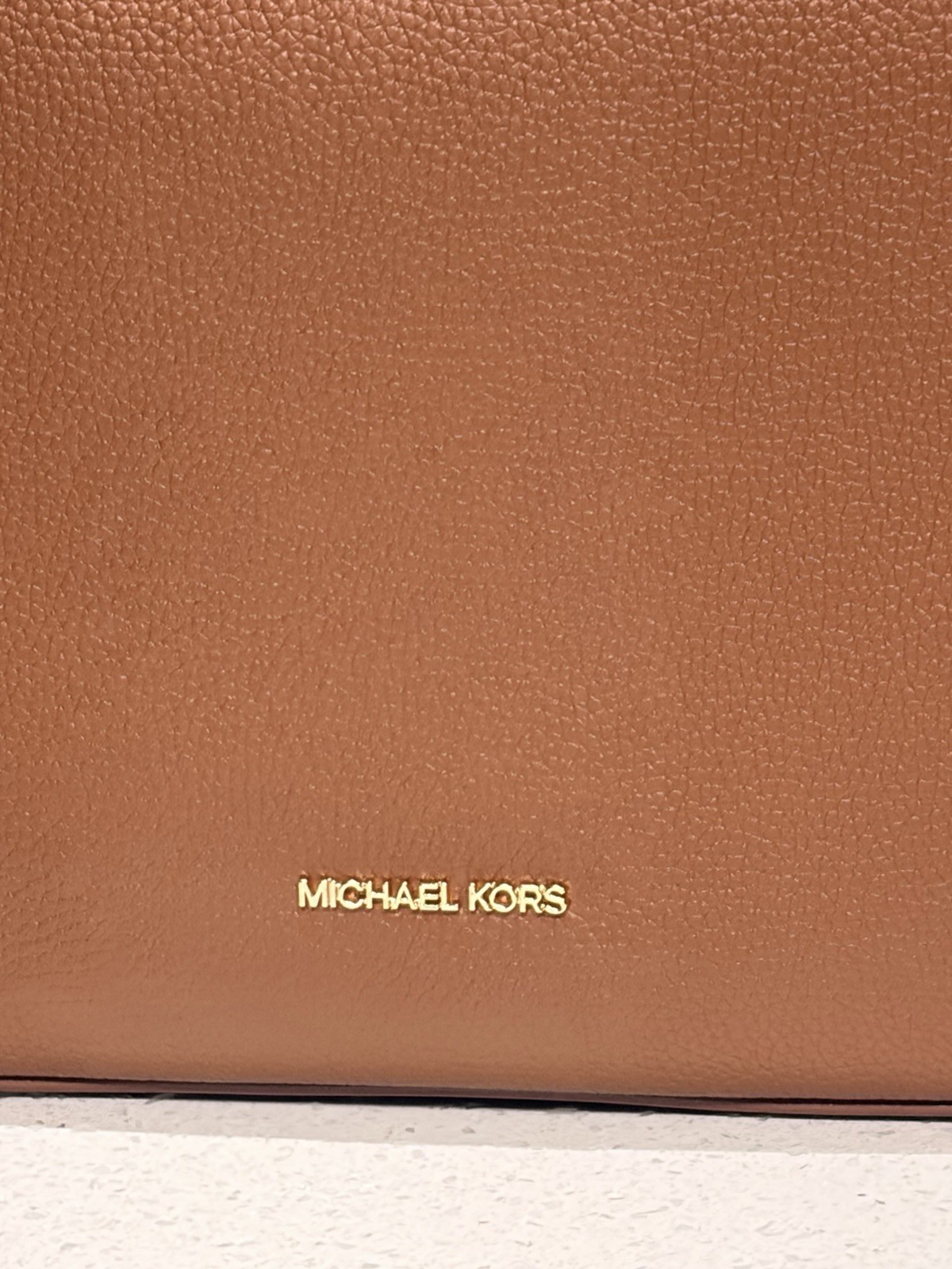 MICHAEL KORS NAYLA MEDIUM ZIP MESSENGER CROSSBODY BAG TOTE PURSE MK BROWN GOLD