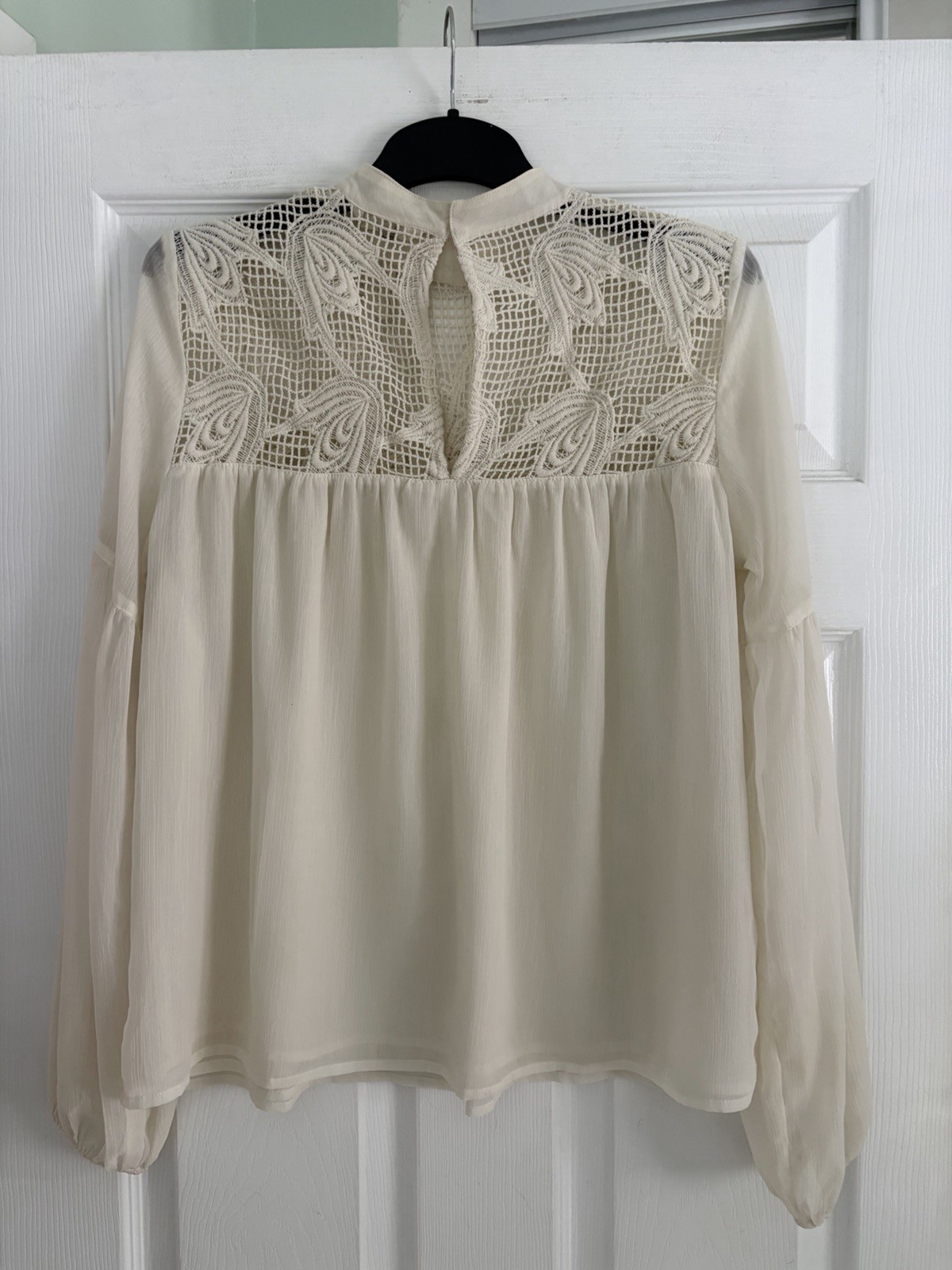 River Island Cream Crochet Blouse – Size M (12/14) – Boho Festival Summer