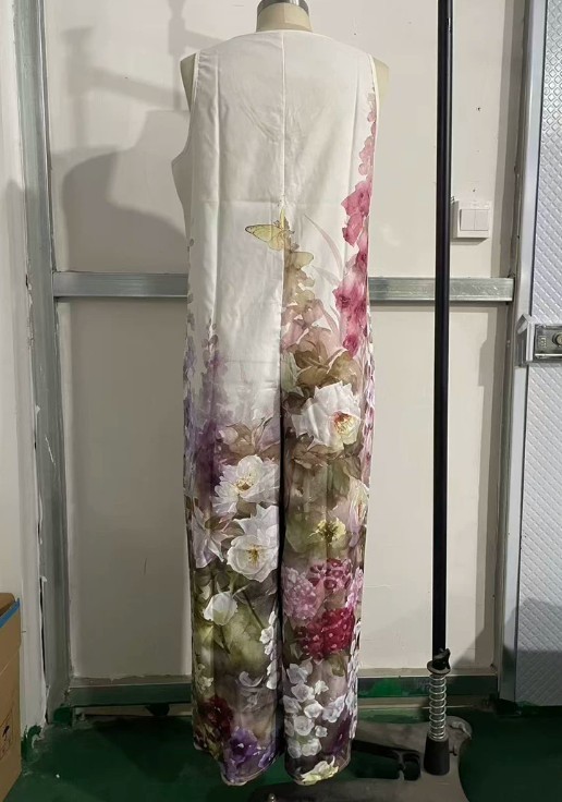 Women Sleeveless Wide Leg Jumpsuit Floral Print Loose Pocket Long Overall Romper