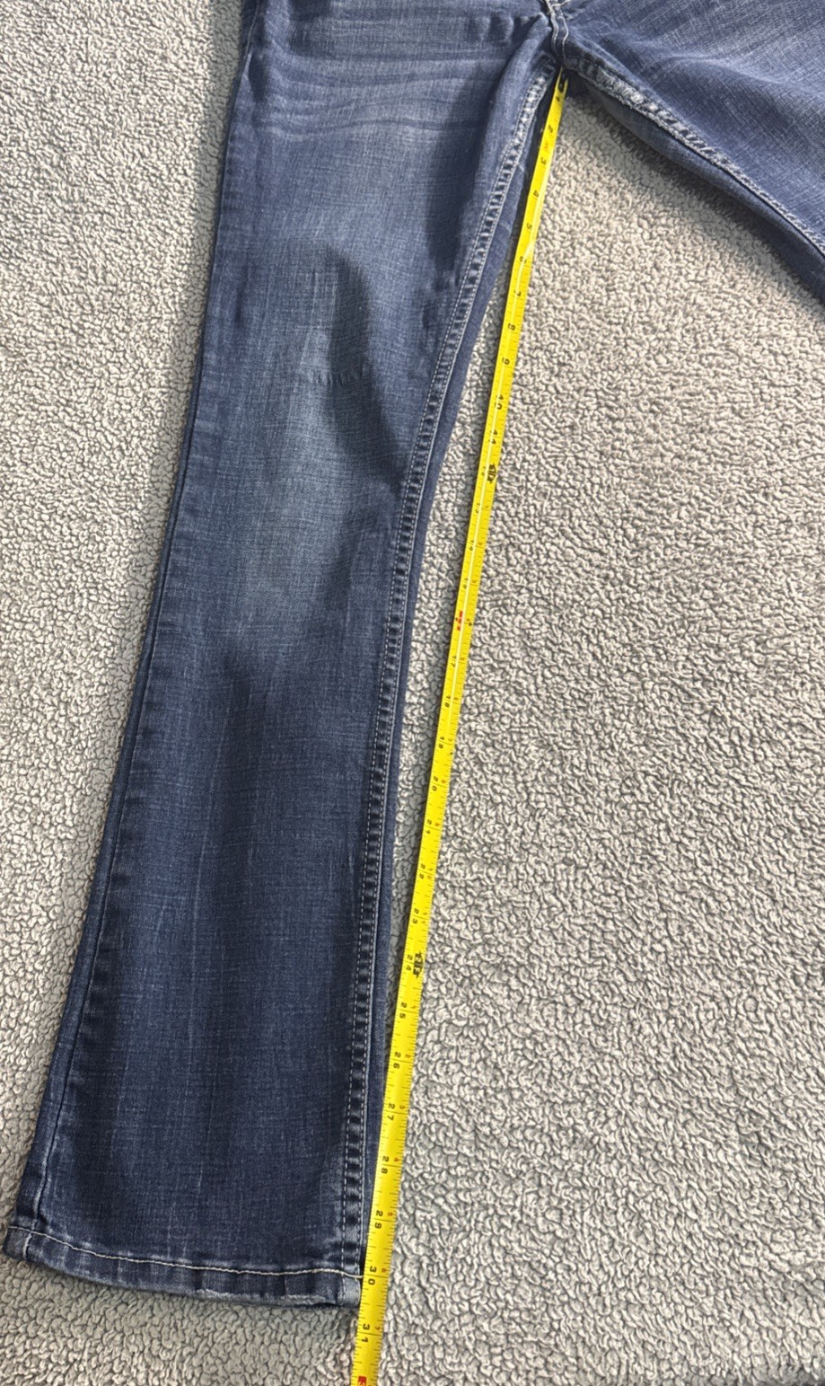 Amethyst Jeans Women’s Size 7 Reg-Blue Denim Straight Leg Bold Stitching 30.5”L