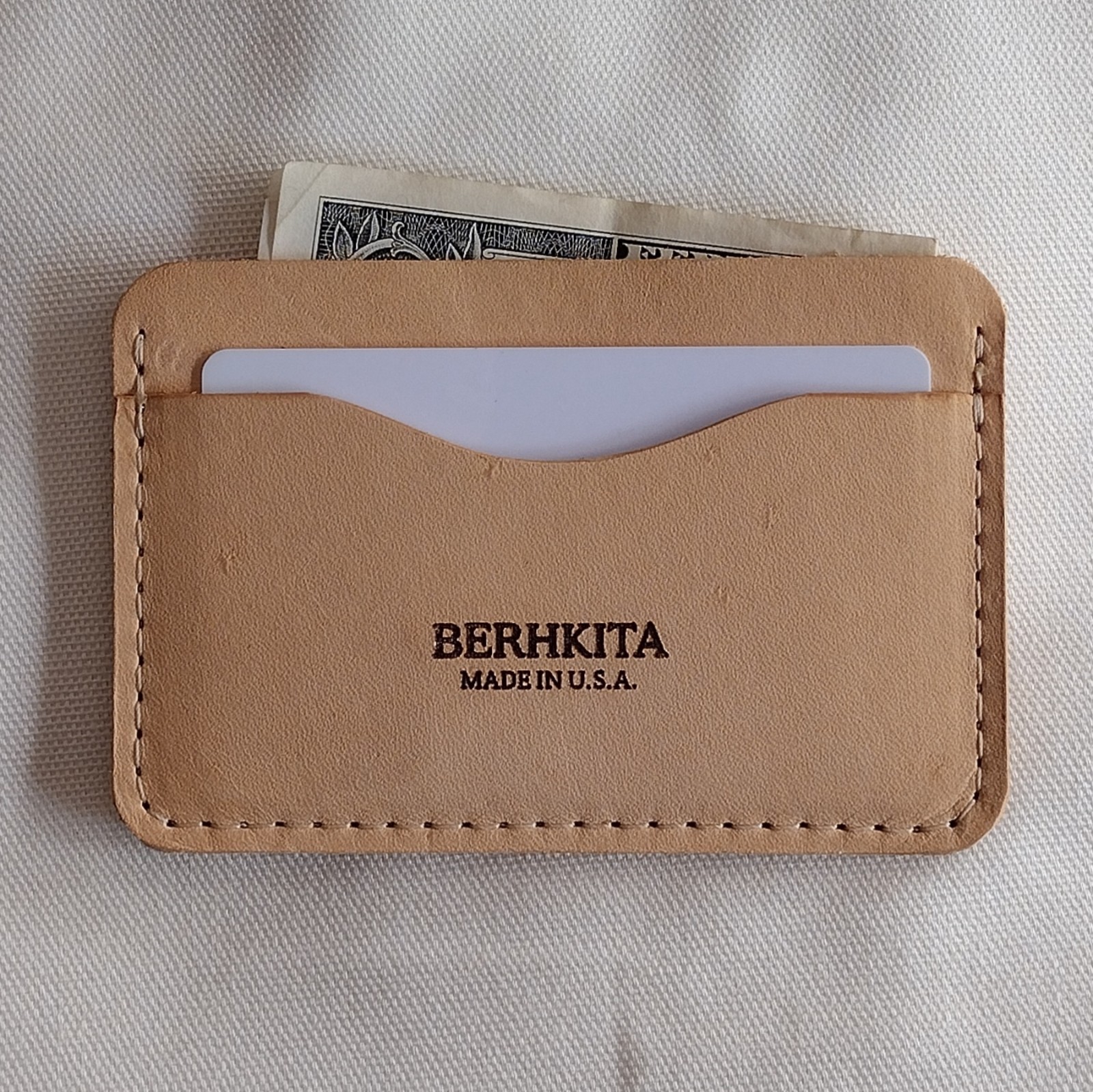 handmade natural veg tan card holder 2 pocket