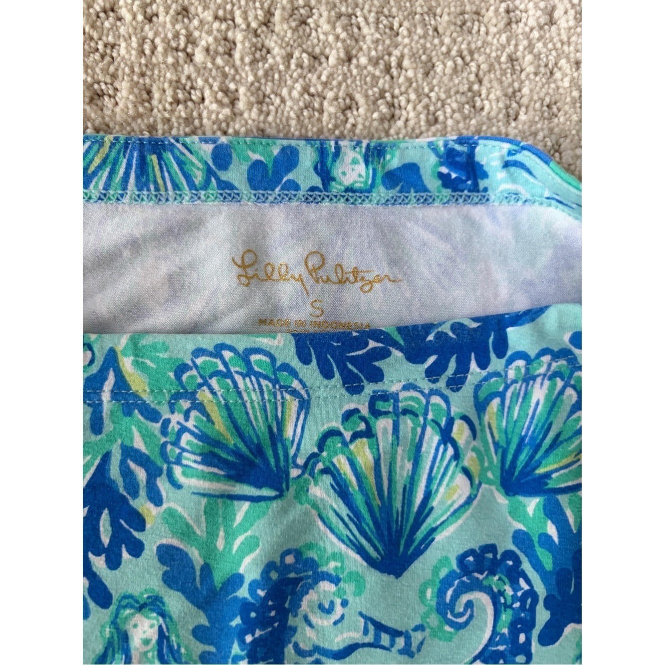 Lilly Pulitzer Blue & Green Mermaid and Seahorse Print Dress Size S