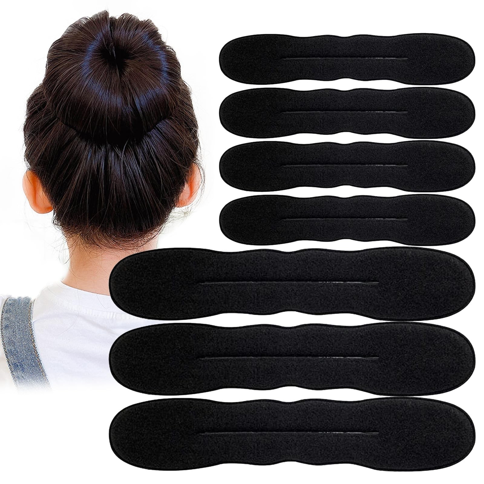 10PCS Hair Bun Maker for Women, Magic Snap Roll 1 Count (Pack of 10), Black
