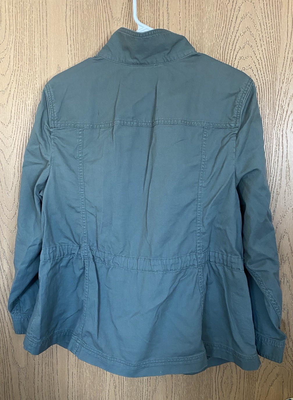 TALBOTS Embroidered Trim Cotton Safari Roll Tab Cinch Jacket Sz 2Xp