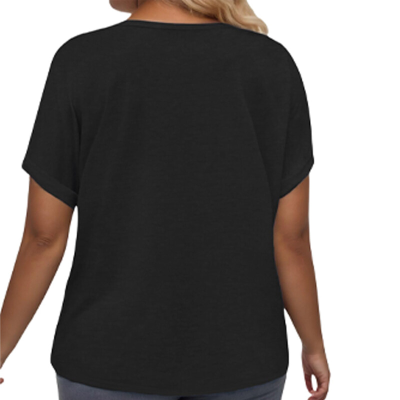 Summer Womens V-neck T-shirt Breathable Lightweight Soft Short Sleeved Plus Size