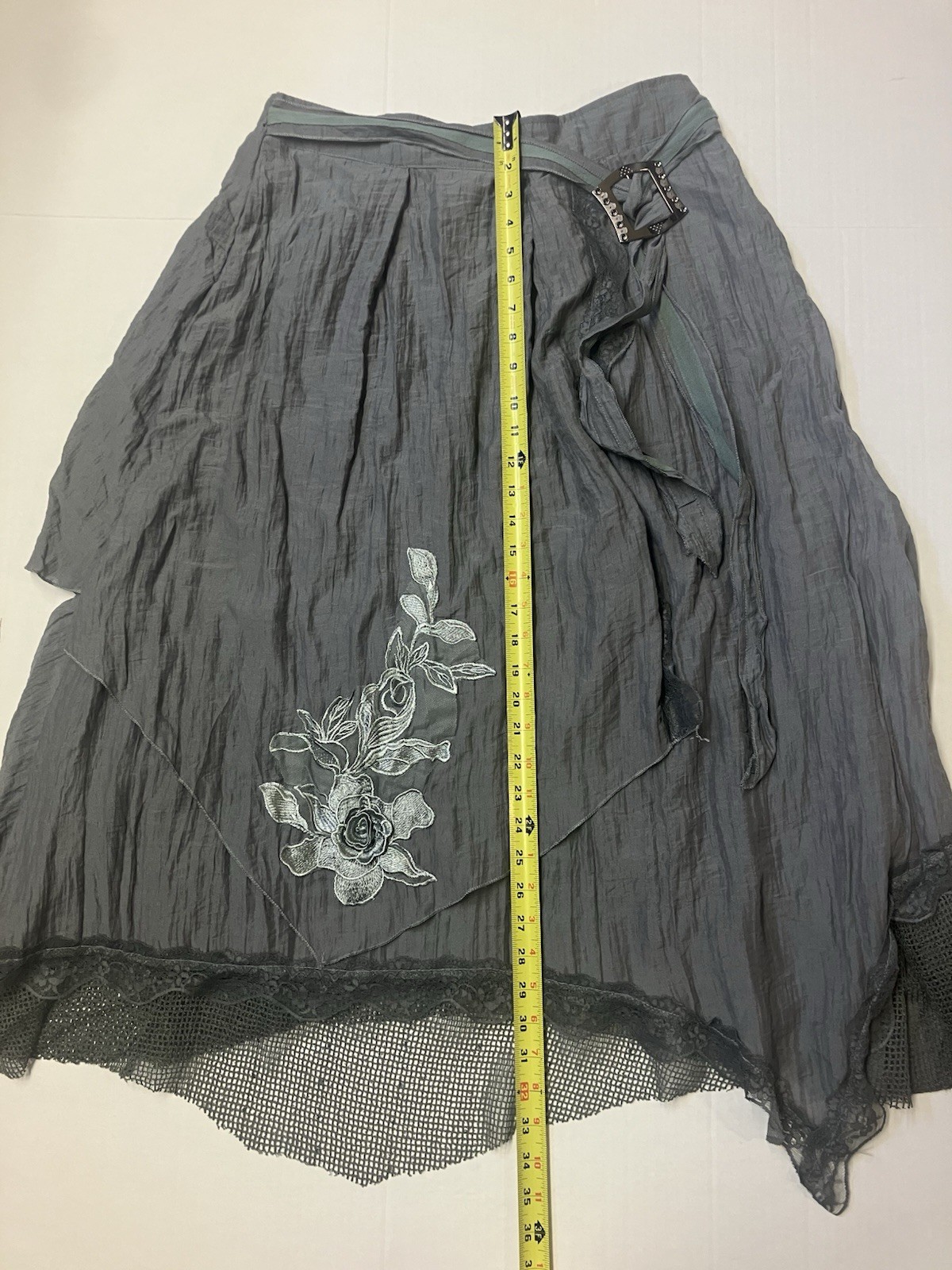 Pretty Angel Layered Midi Gray Asym Skirt Size XL 31 Festival Renaissance Fair