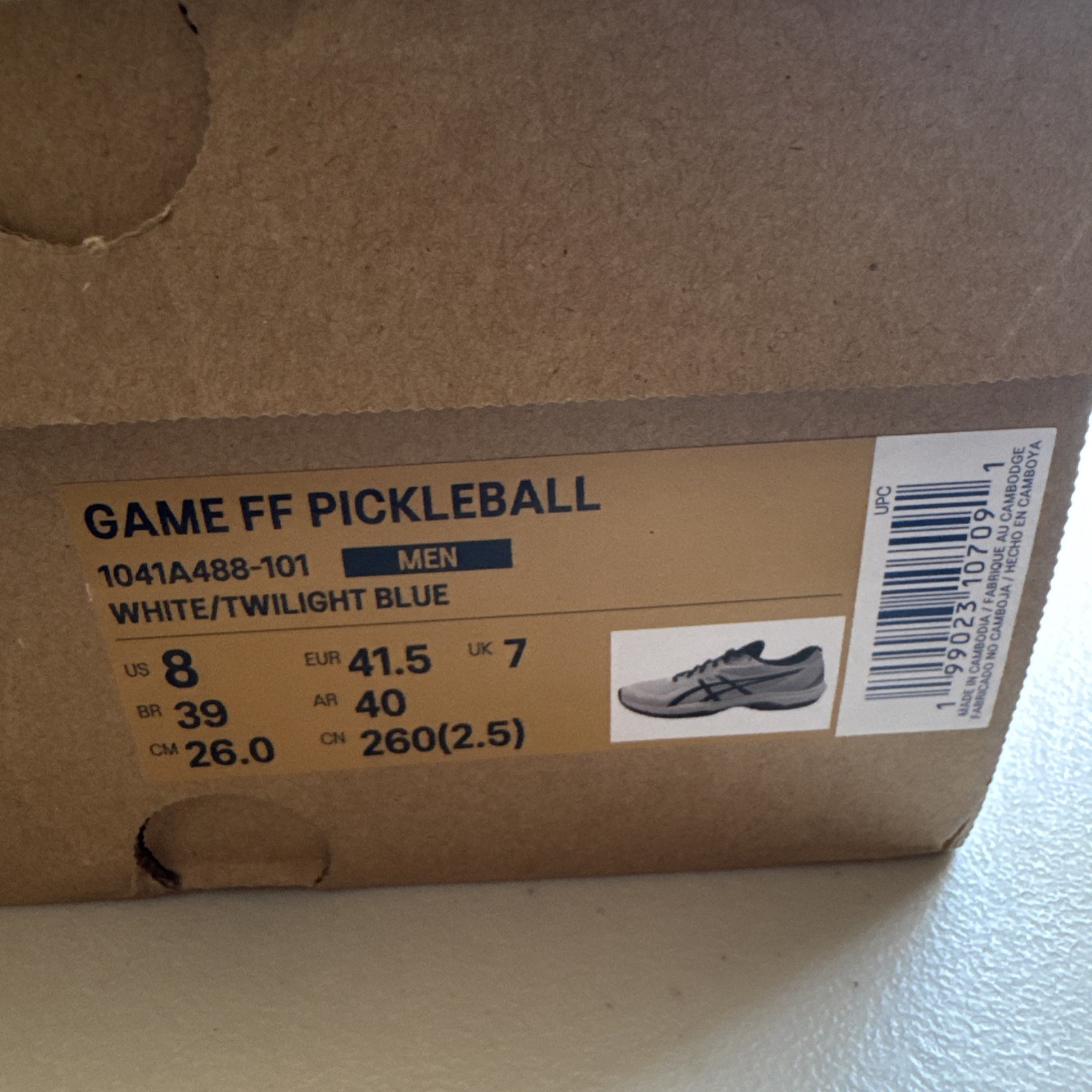 ASICS Game FF Pickleball Men’s Size 8 White/Twilight Blue 1041A488-101