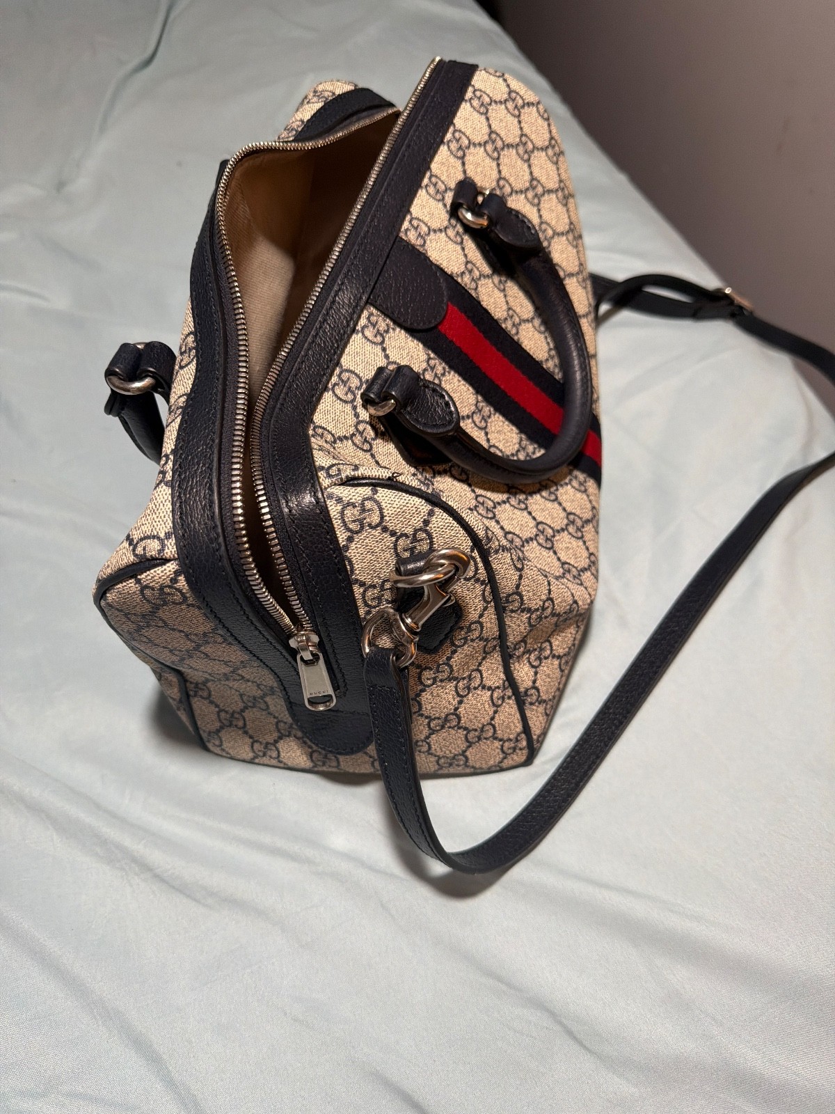 gucci bags authentic shoulder bag blue gg supreme ophidia top handle