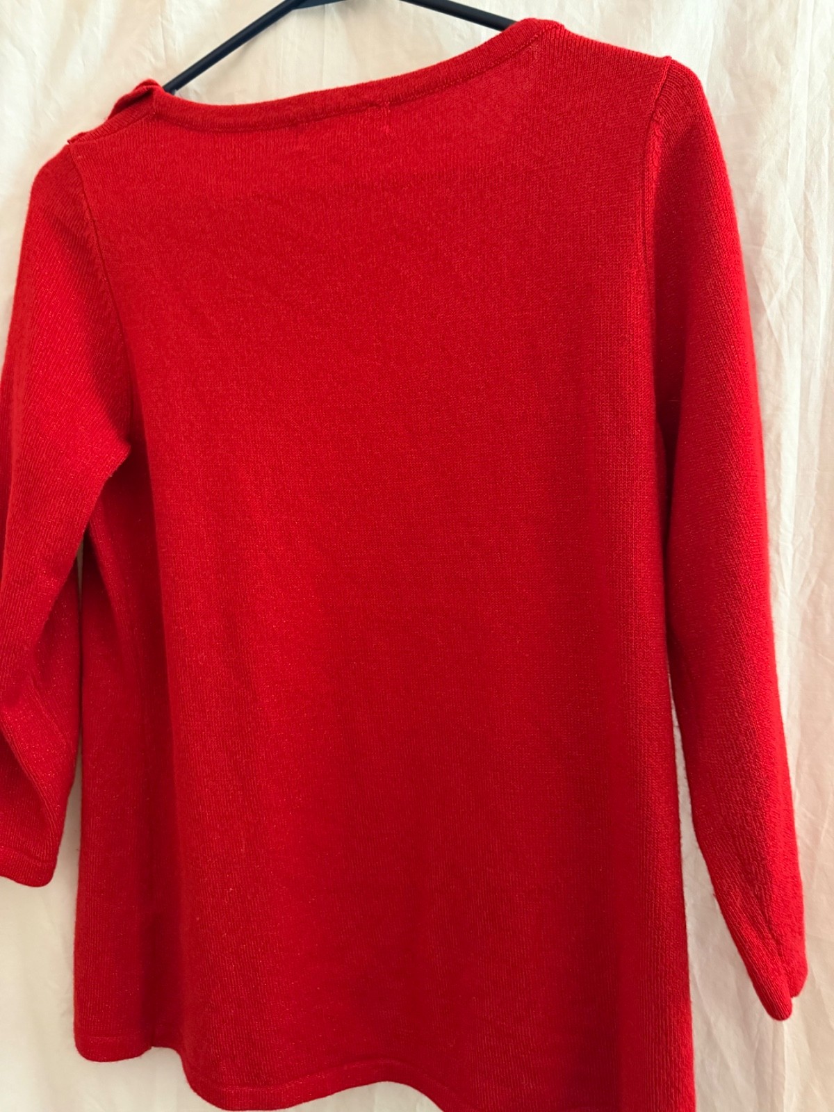 SAG HARBOR SIZE SMALL Red Acrylic Blend Metallic Sparkle Rhinestone Scallop Coll