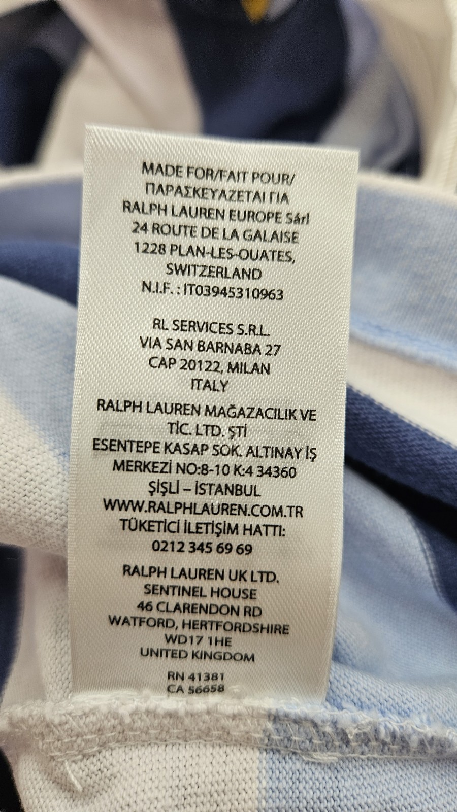 Polo Ralph Lauren Rugby Shirt XL Custom Slim Fit Striped Blue 23×28 Authentic