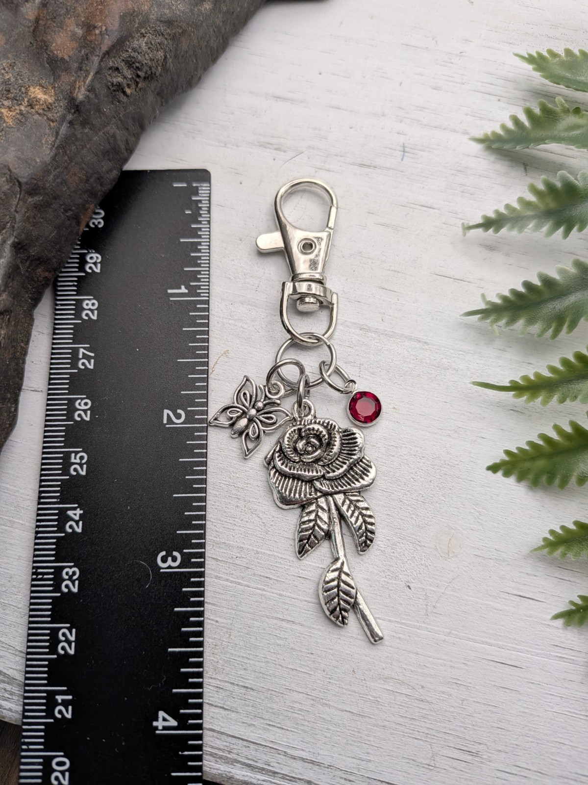 Rose Flower Butterfly Bag Charm / Purse Charm / Rose Keychain Gifts