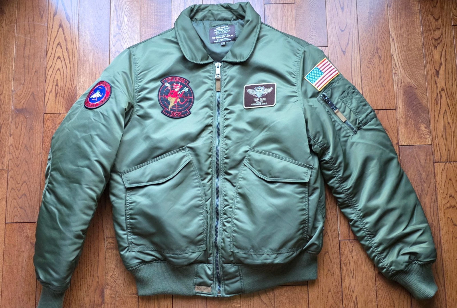 Top Gun CWU-45 Flight Jacket XXL Olive Green Bomber Military Style Full Zip