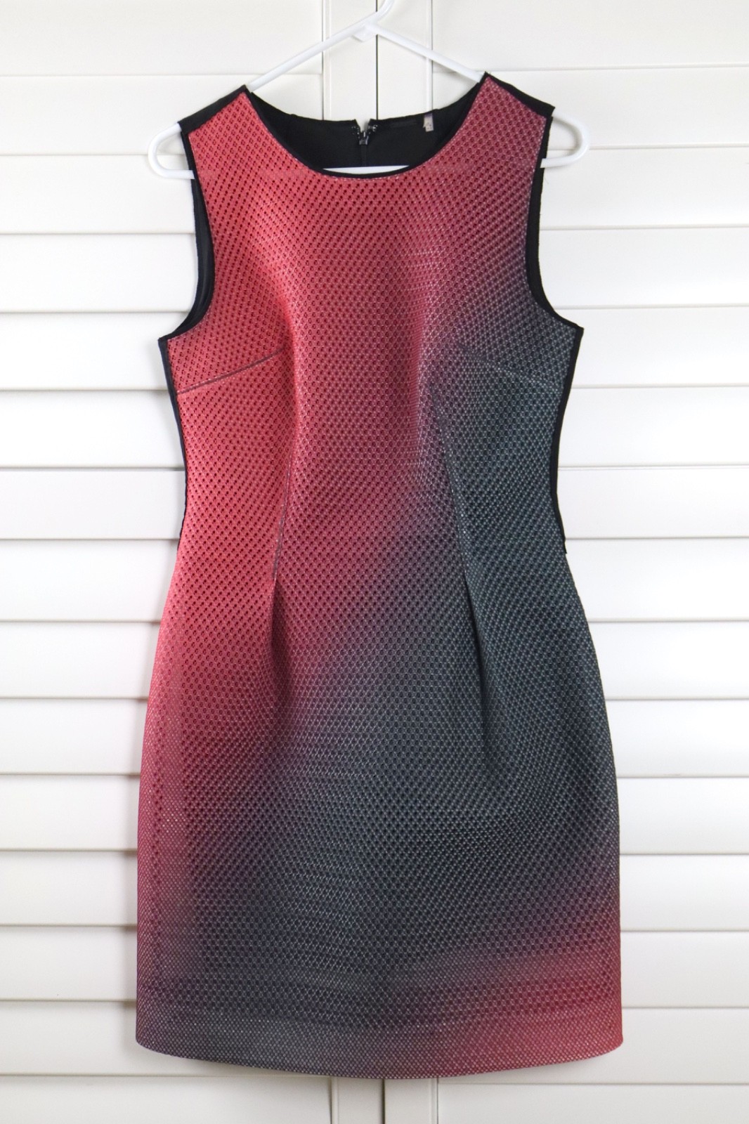 ELIE TAHARI $328 Mesh Ombre Ponte Back Pleated Sleeveless A-Line Dress Size 6